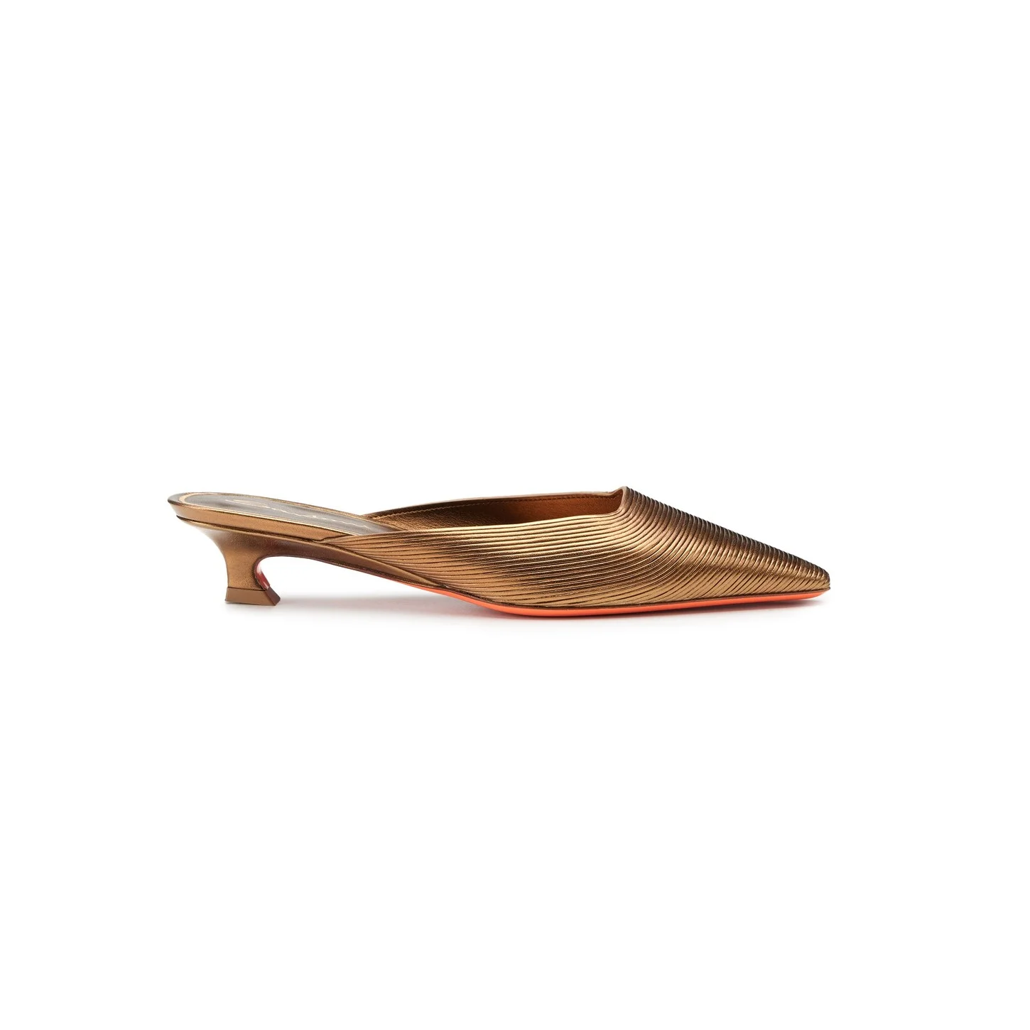 Women's gold leather low-heel sandal - 1