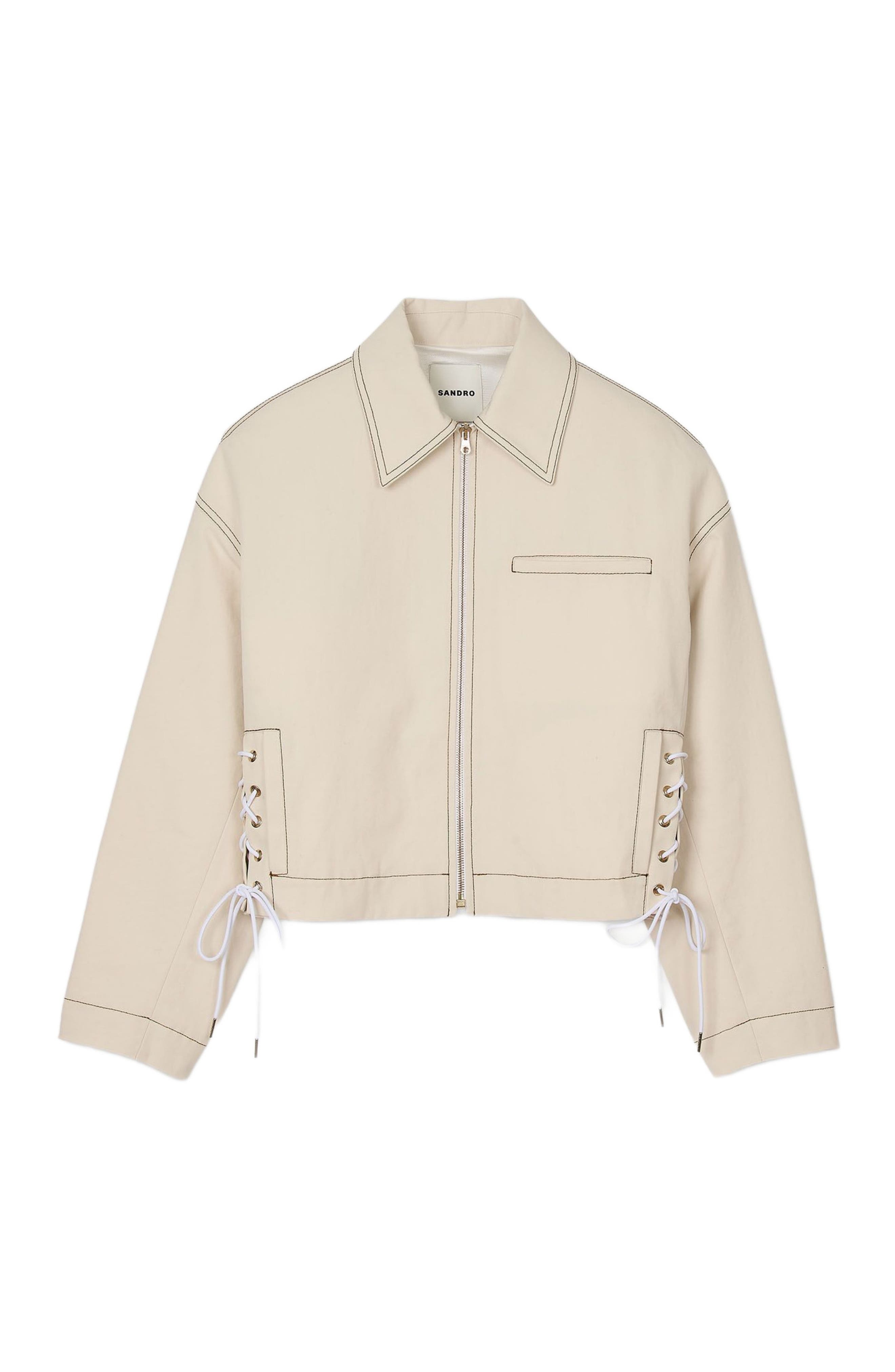 SANDRO Denim lace-up jacket at Nordstrom - 5