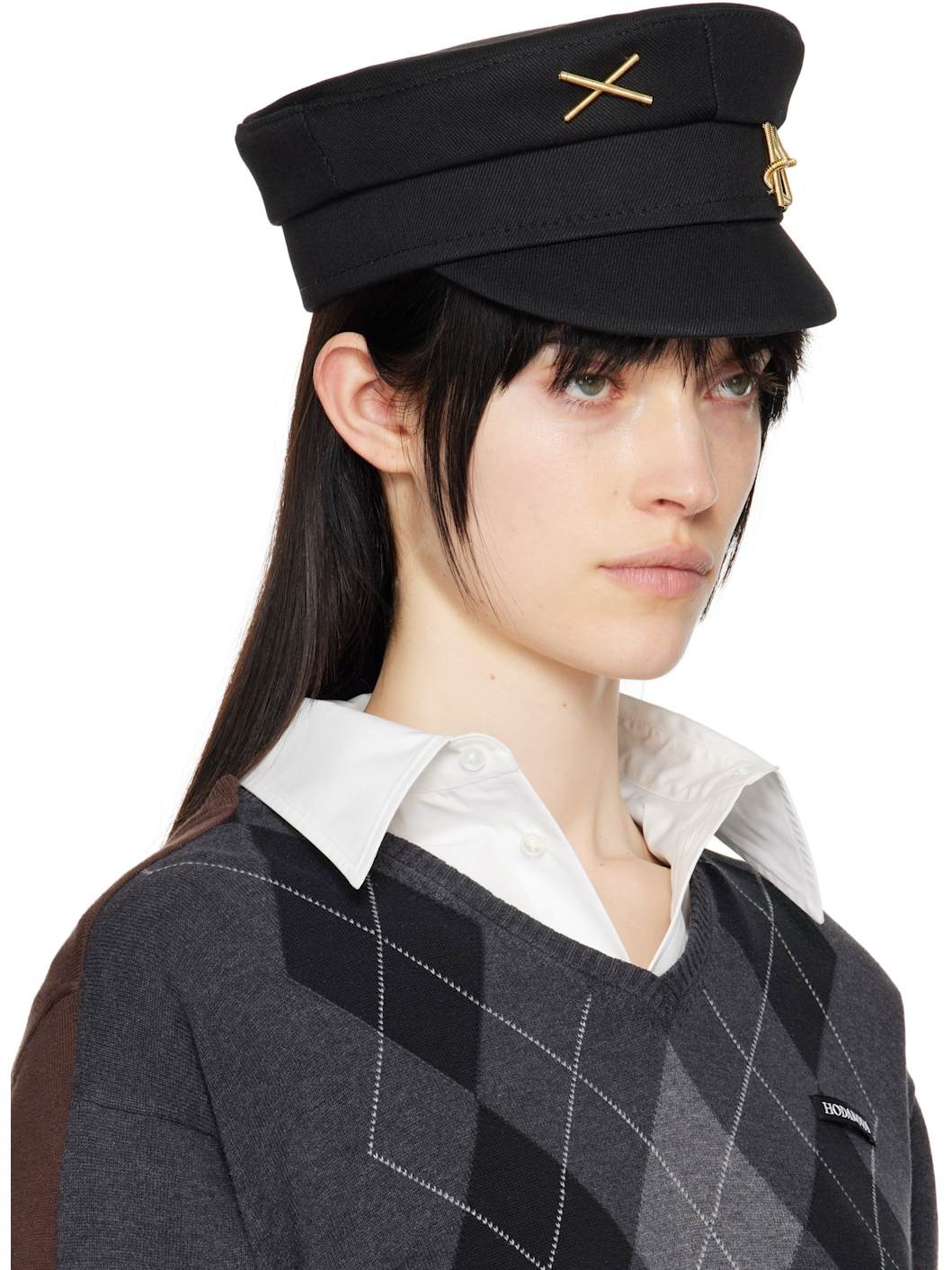 Black Embellished Baker Boy Cap - 2