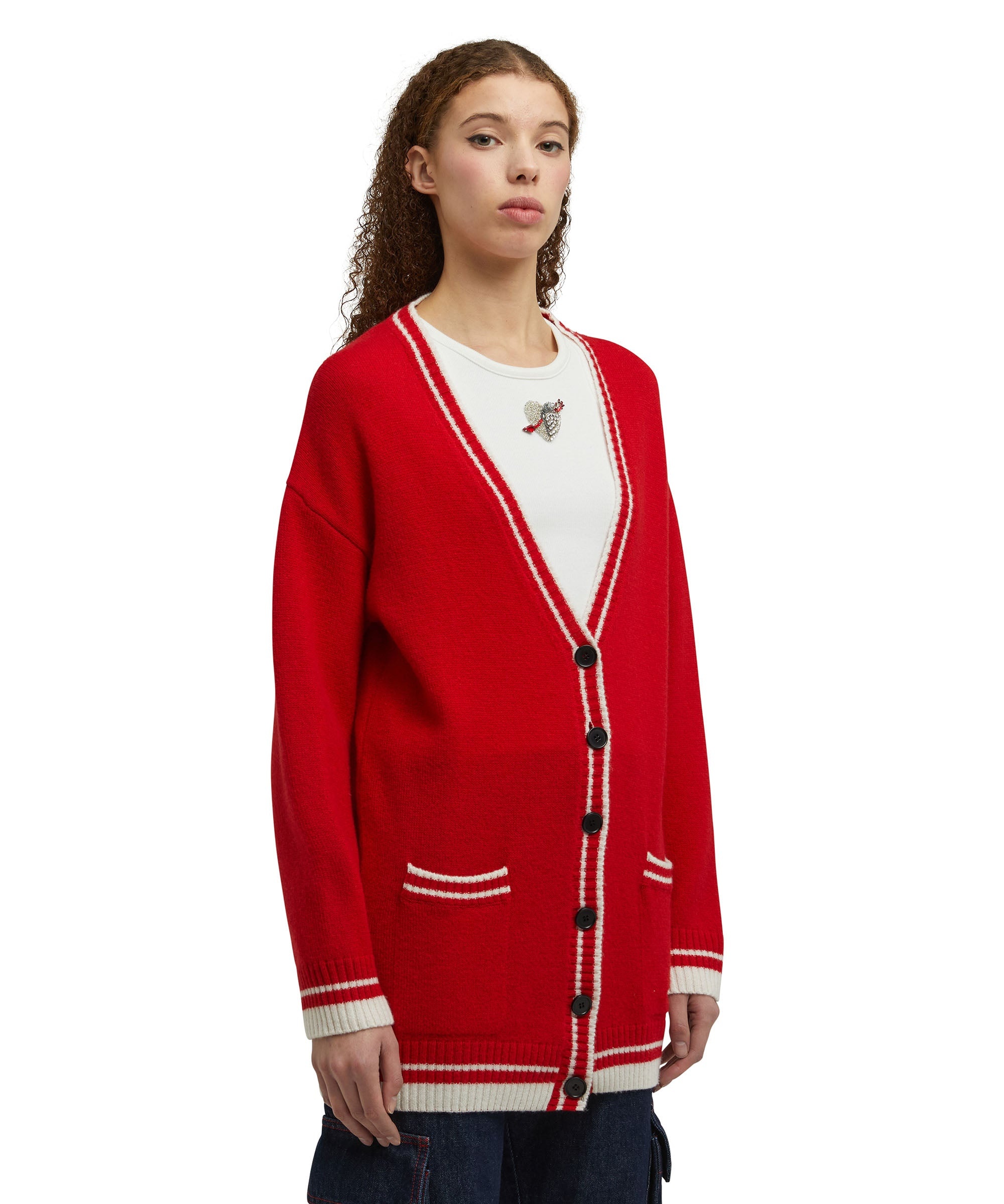 "MSGM Signature Cashemre blend" V-neck cardigan - 3