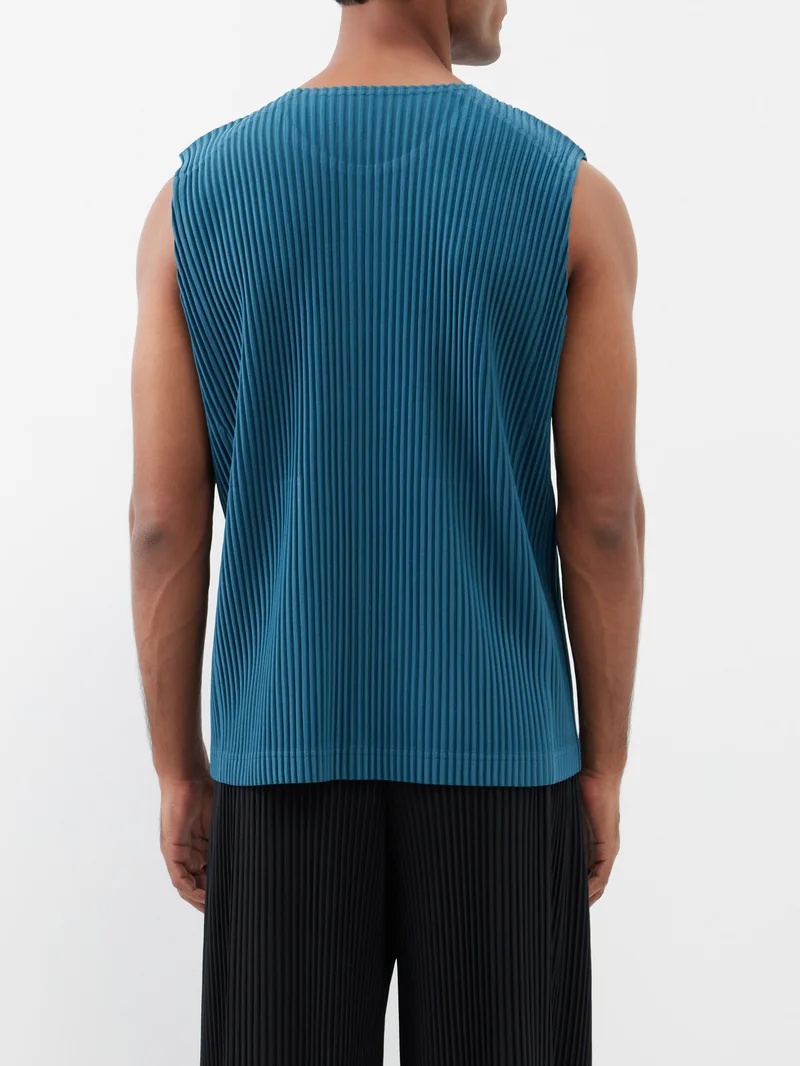 Scoop-neck technical-pleated tank top - 5