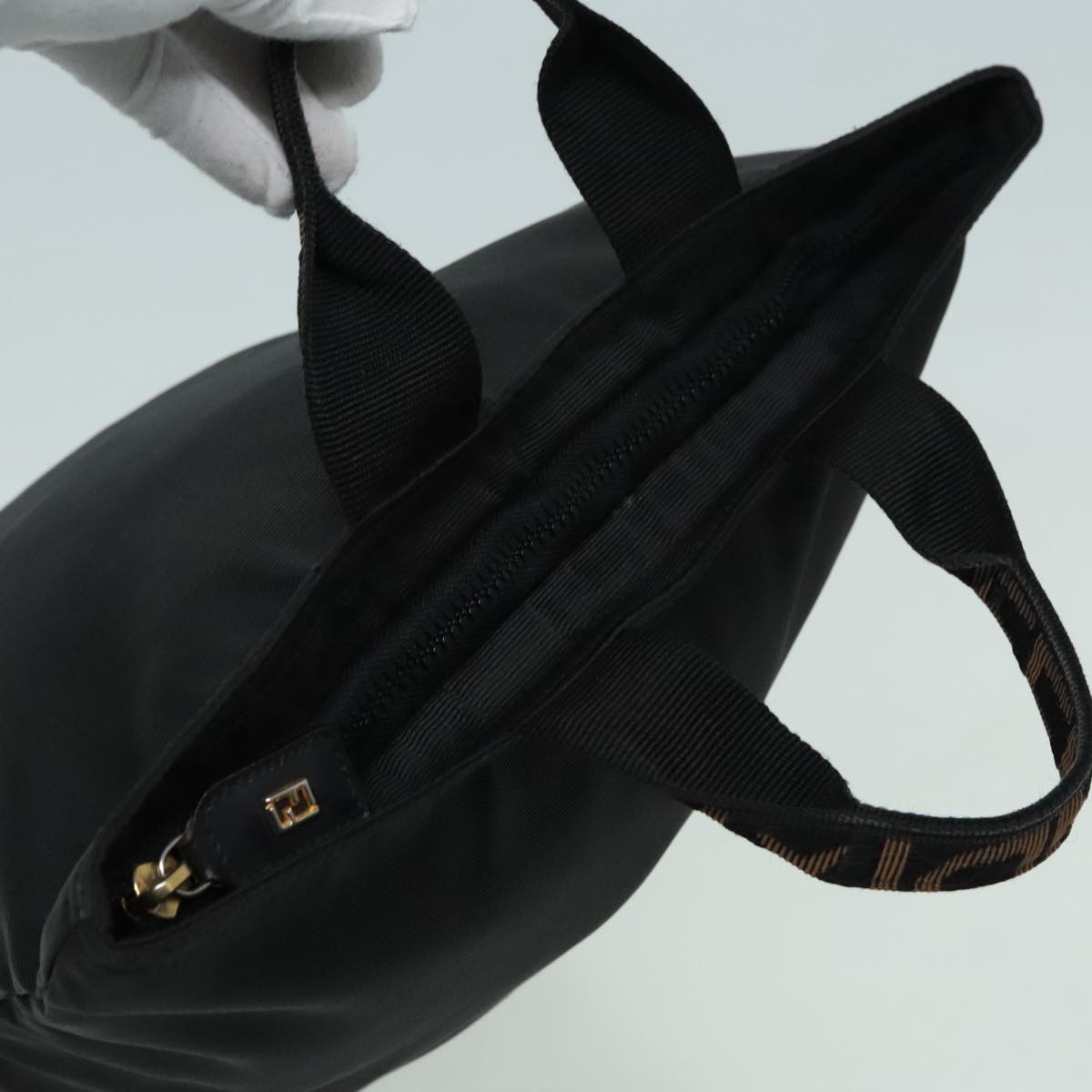 FENDI Hand Bag Nylon Black - 6