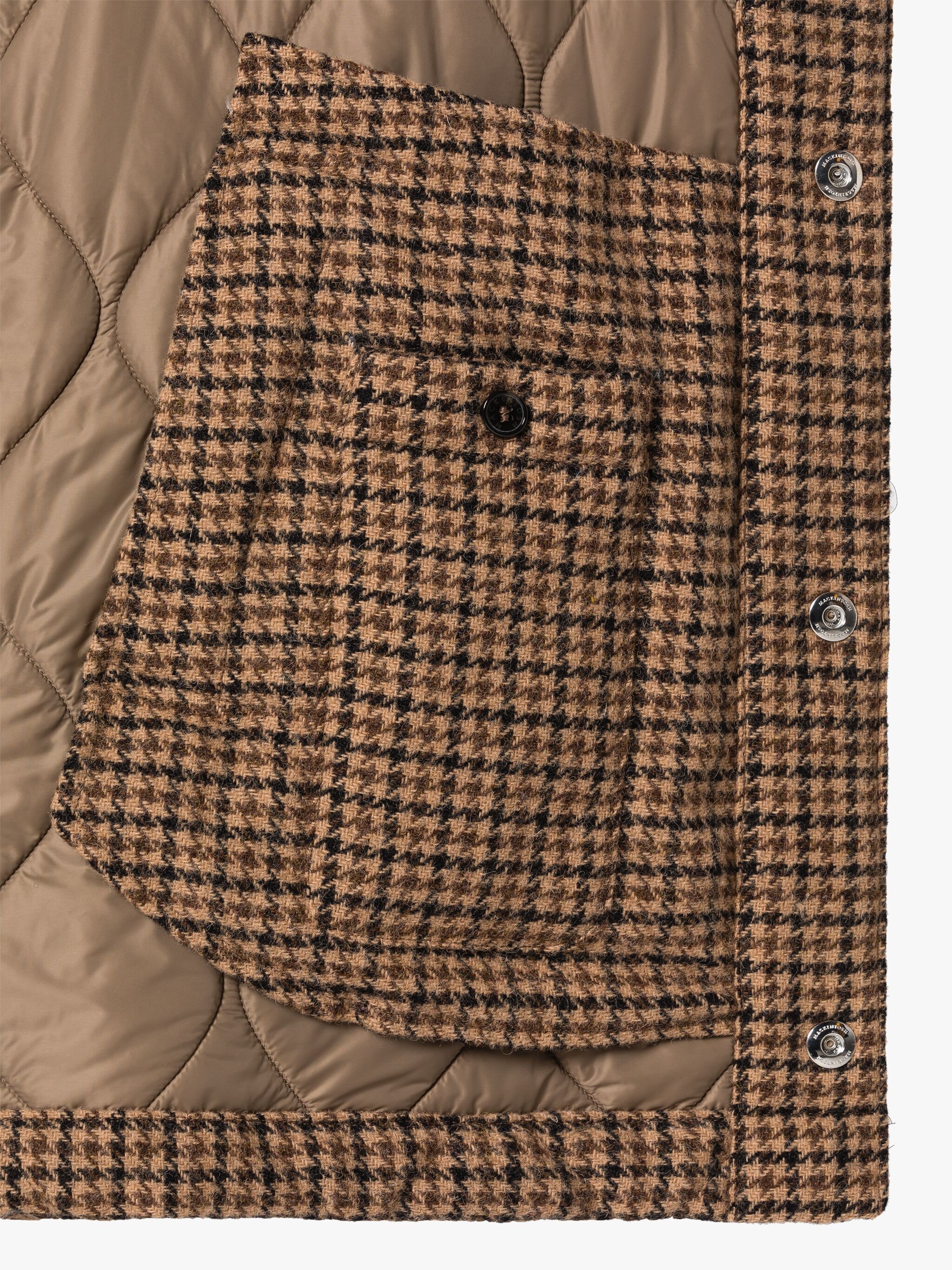 TEEMING BROWN CHECK WOOL QUILTED COACH JACKET - 6