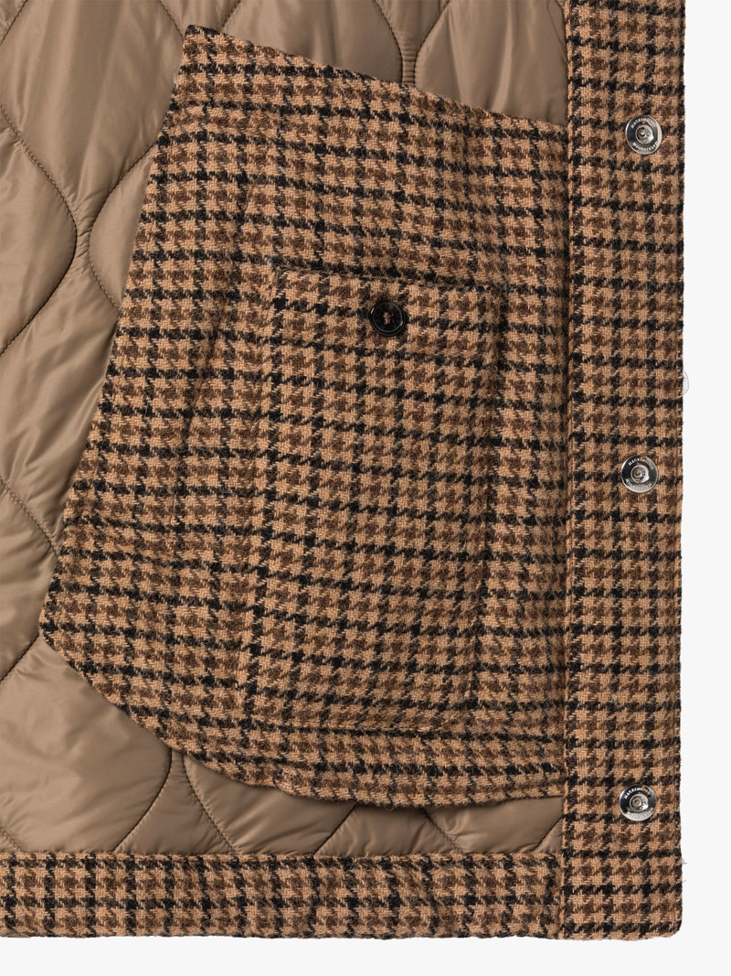 TEEMING BROWN CHECK WOOL QUILTED COACH JACKET 6