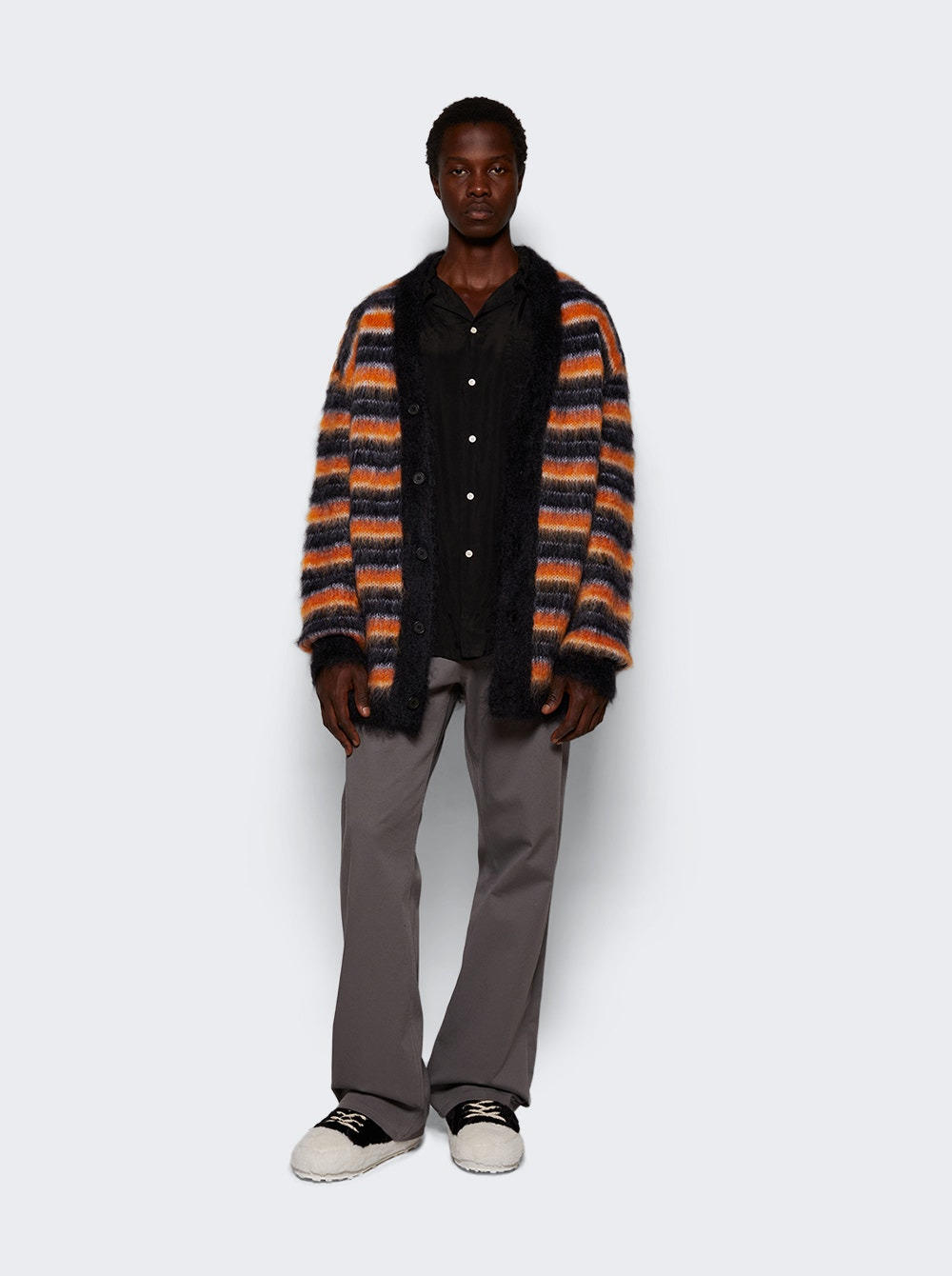 Striped Mohair Cardigan Black - 2
