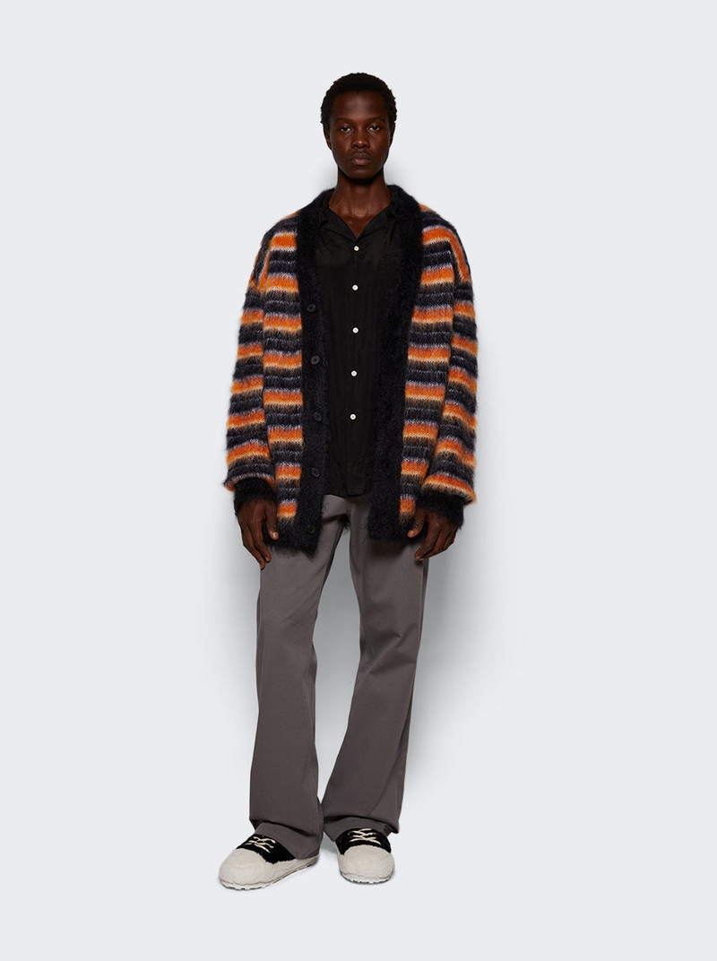 Marni Striped Mohair Cardigan Black outlook