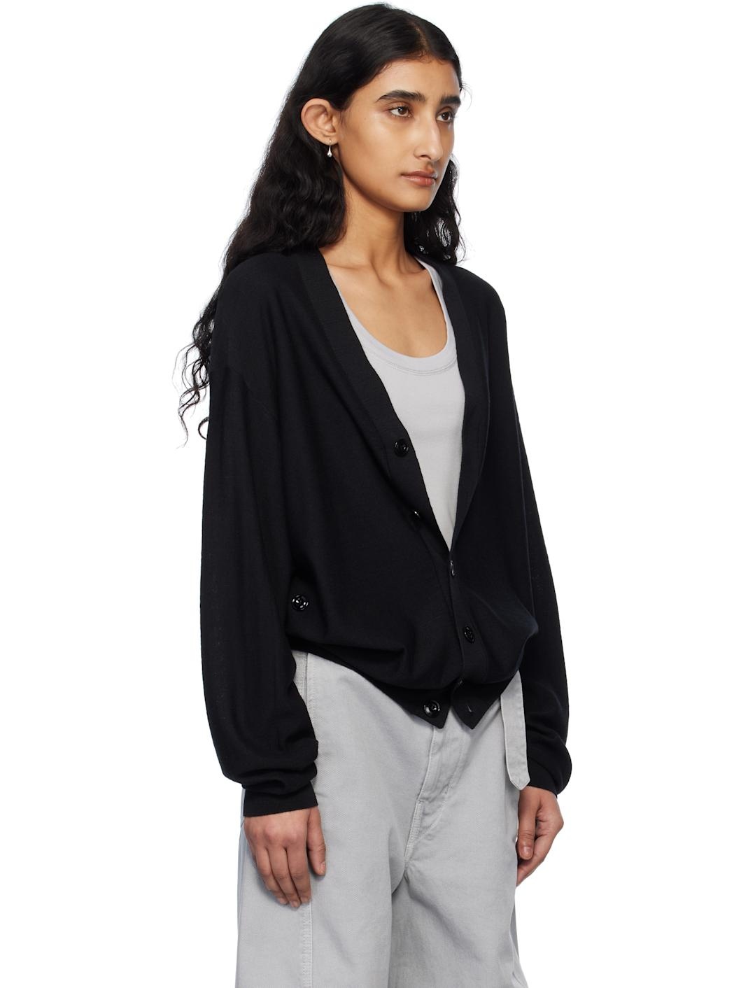 Black Relaxed Twisted Cardigan - 2