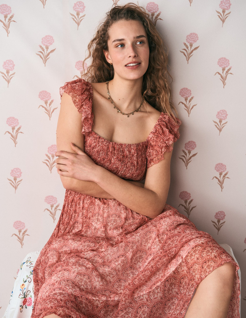 Crinkle Chiffon Maxi Dress-Pink Paradise Gardens 8