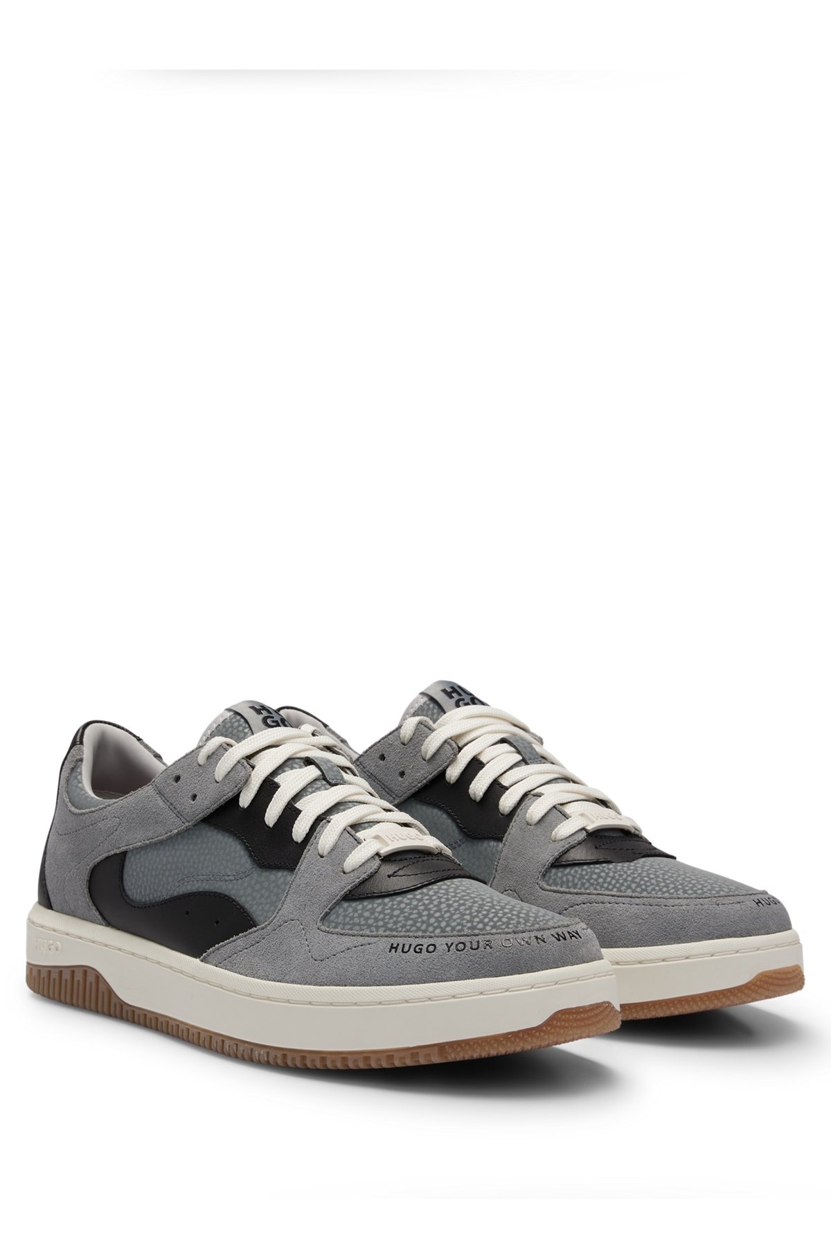 LACE-UP TRAINERS IN FAUX LEATHER AND SUEDE - 2
