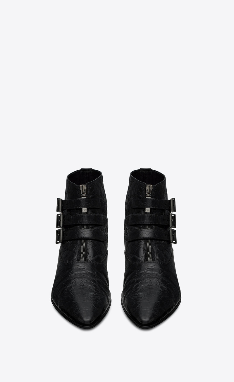 SAINT LAURENT stan boots in crocodile-embossed leather outlook