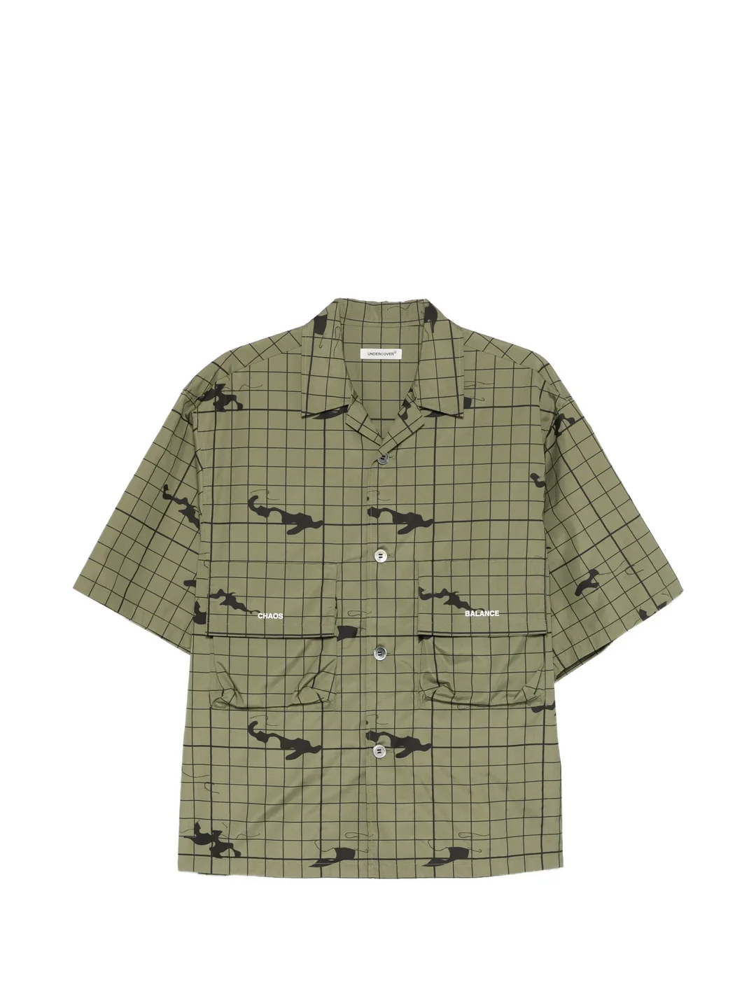 Grid Patch Pocket Short Sleeve Shirt - 1