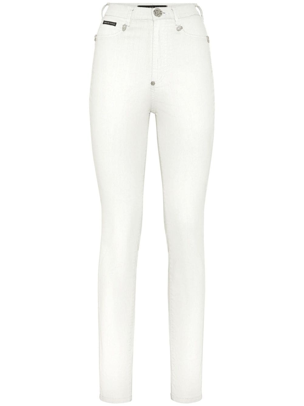 logo-appliqué high-waisted skinny jeans - 1