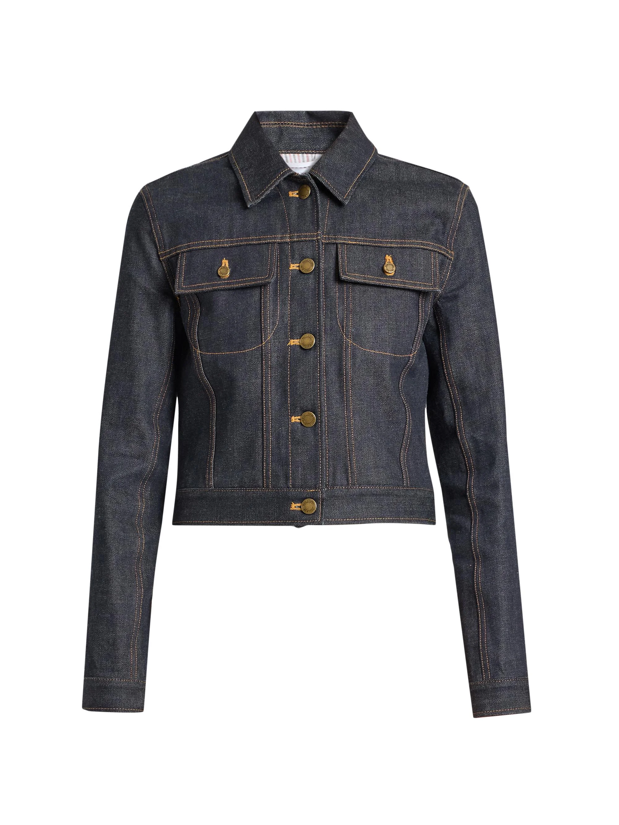 Women's Cropped Denim Jacket - Navy - 1