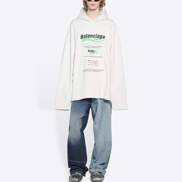 Men's Balenciaga FW21 Logo Alphabet Printing Loose White 662424TKVF89085 - 6