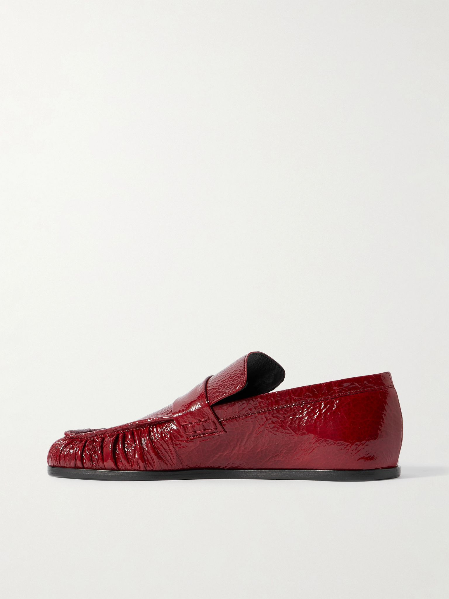 Crinkled glossed-leather loafers Red - 3