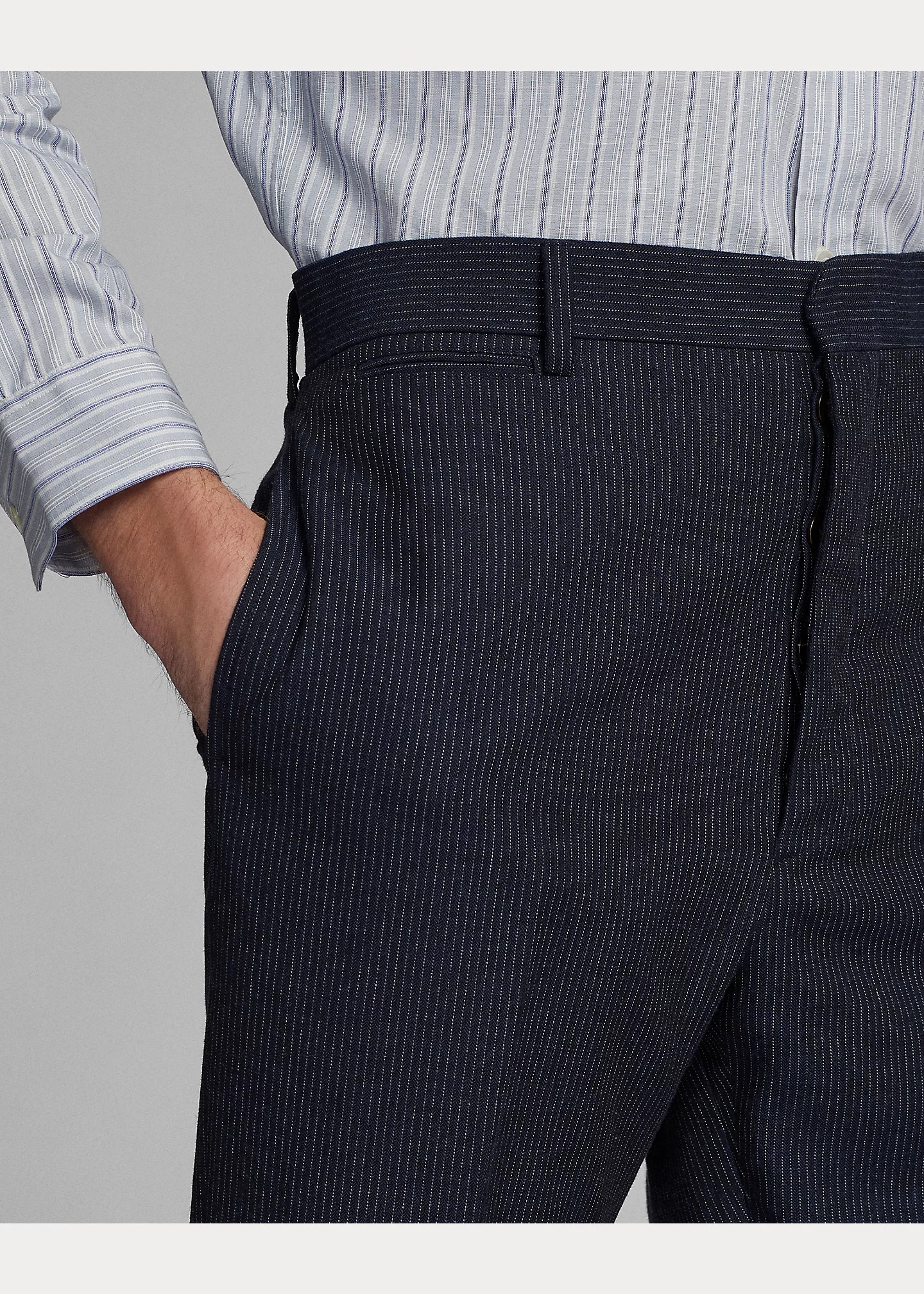 Slim Striped Herringbone Suit Trouser - 5