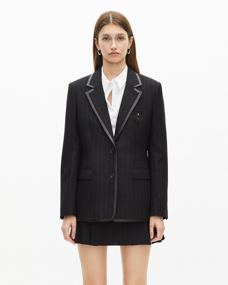 BLACK WOOL-BLEND TENNIS STRIPE JACKET 3