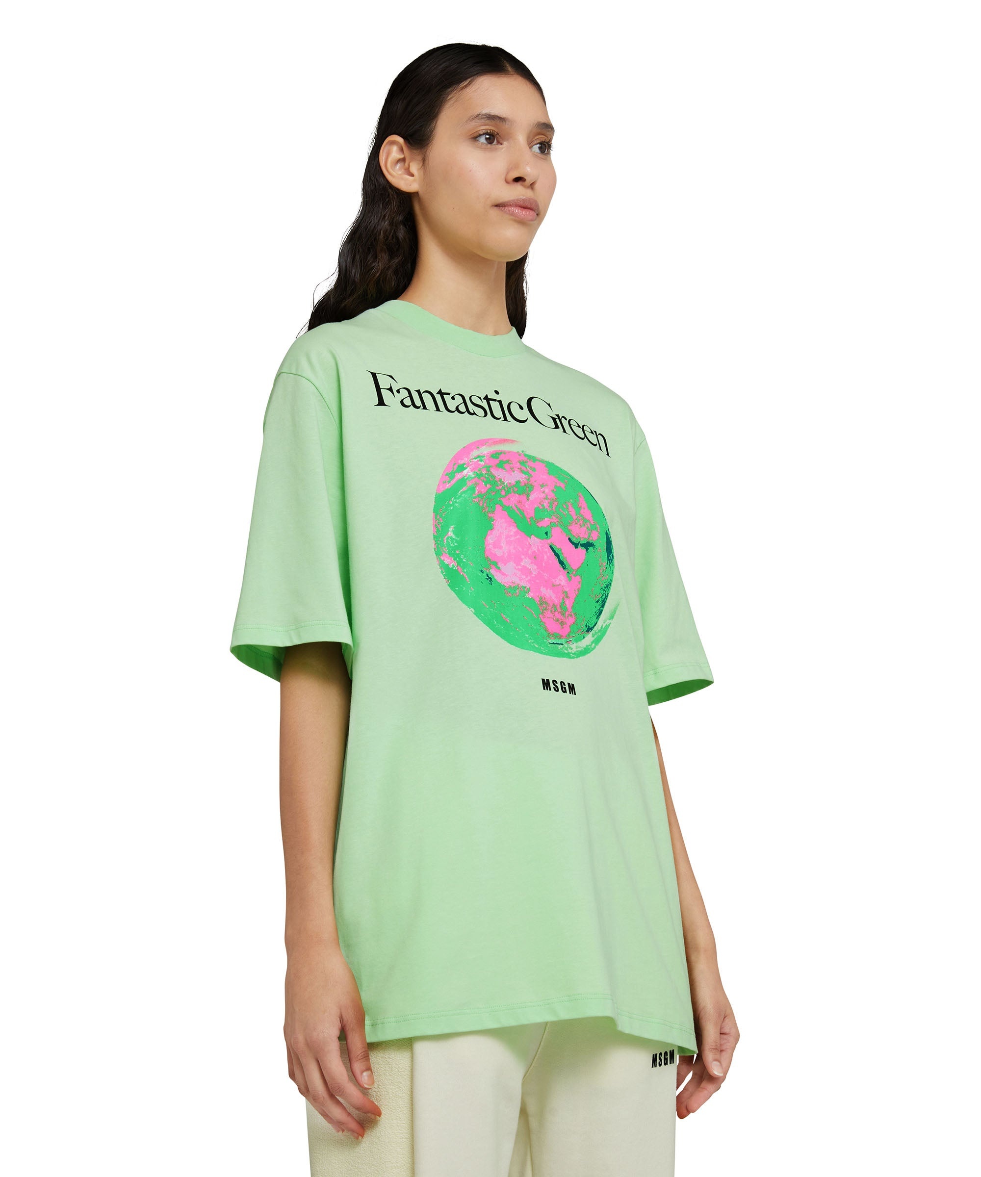 Organic cotton crewneck t-shirt from the MSGM Fantastic Green Capsule - 8