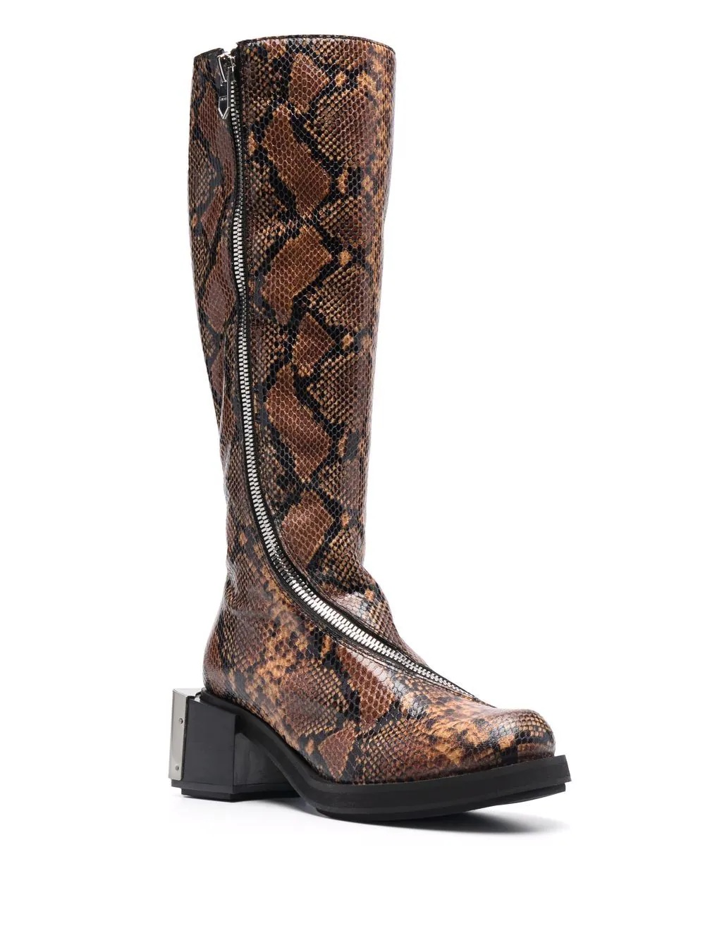 snakeskin-effect knee-high riding boots - 2