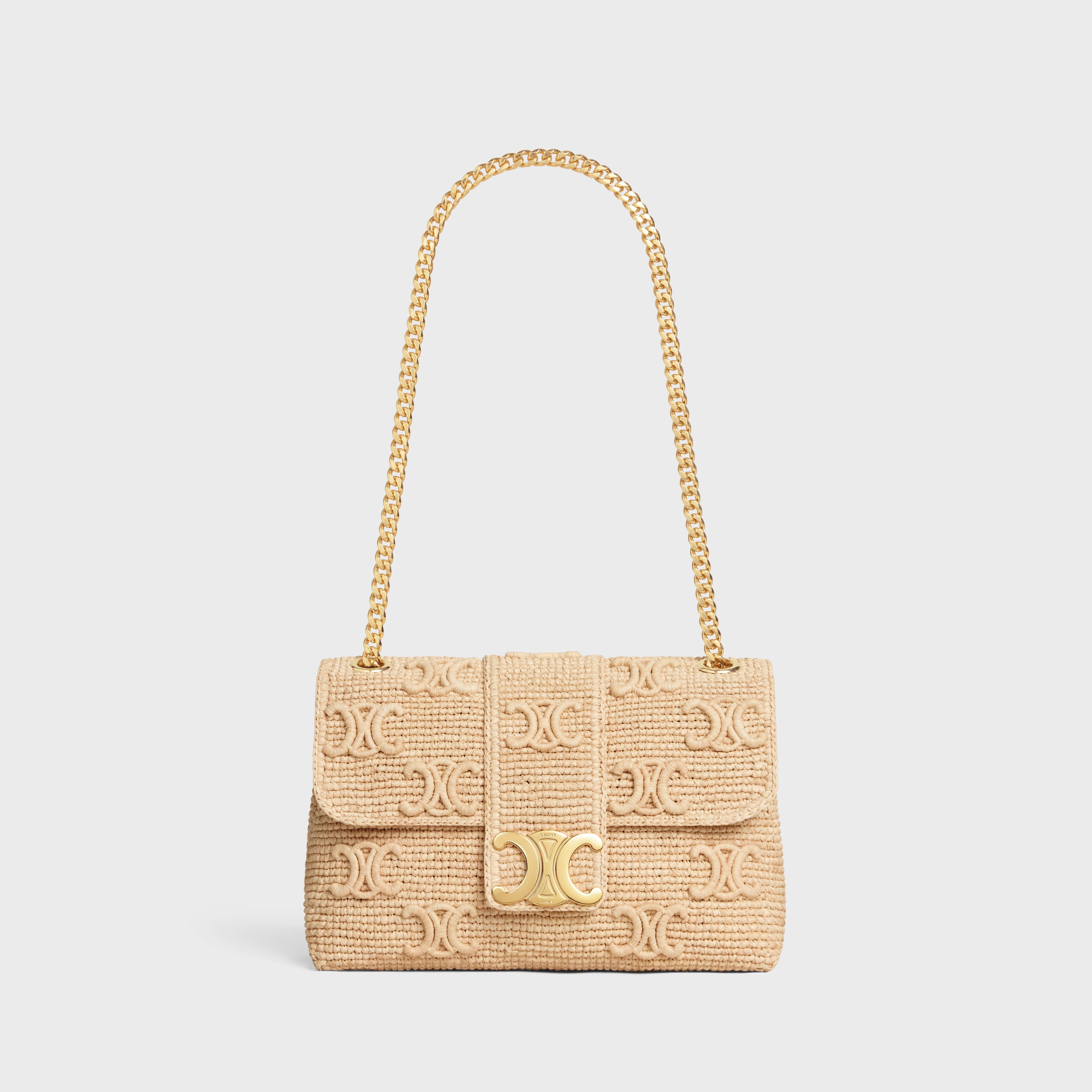 Medium Celine Victoire Bag IN RAFFIA WITH TRIOMPHE EMBROIDERIES - 6