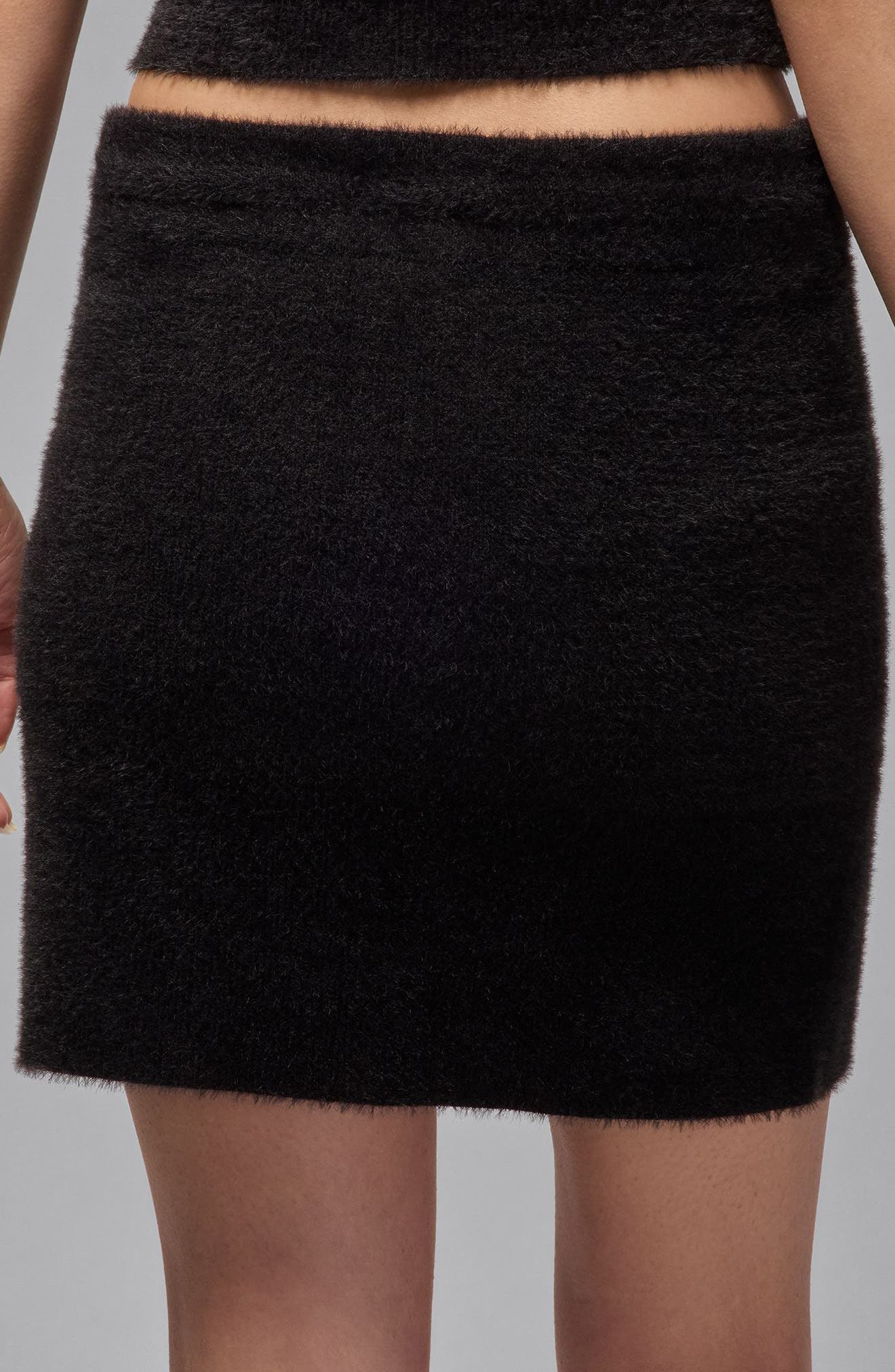 Jordan Air Drawstring Waist Sweater Skirt in Black/Dark Smoke Grey/Black at Nordstrom - 2