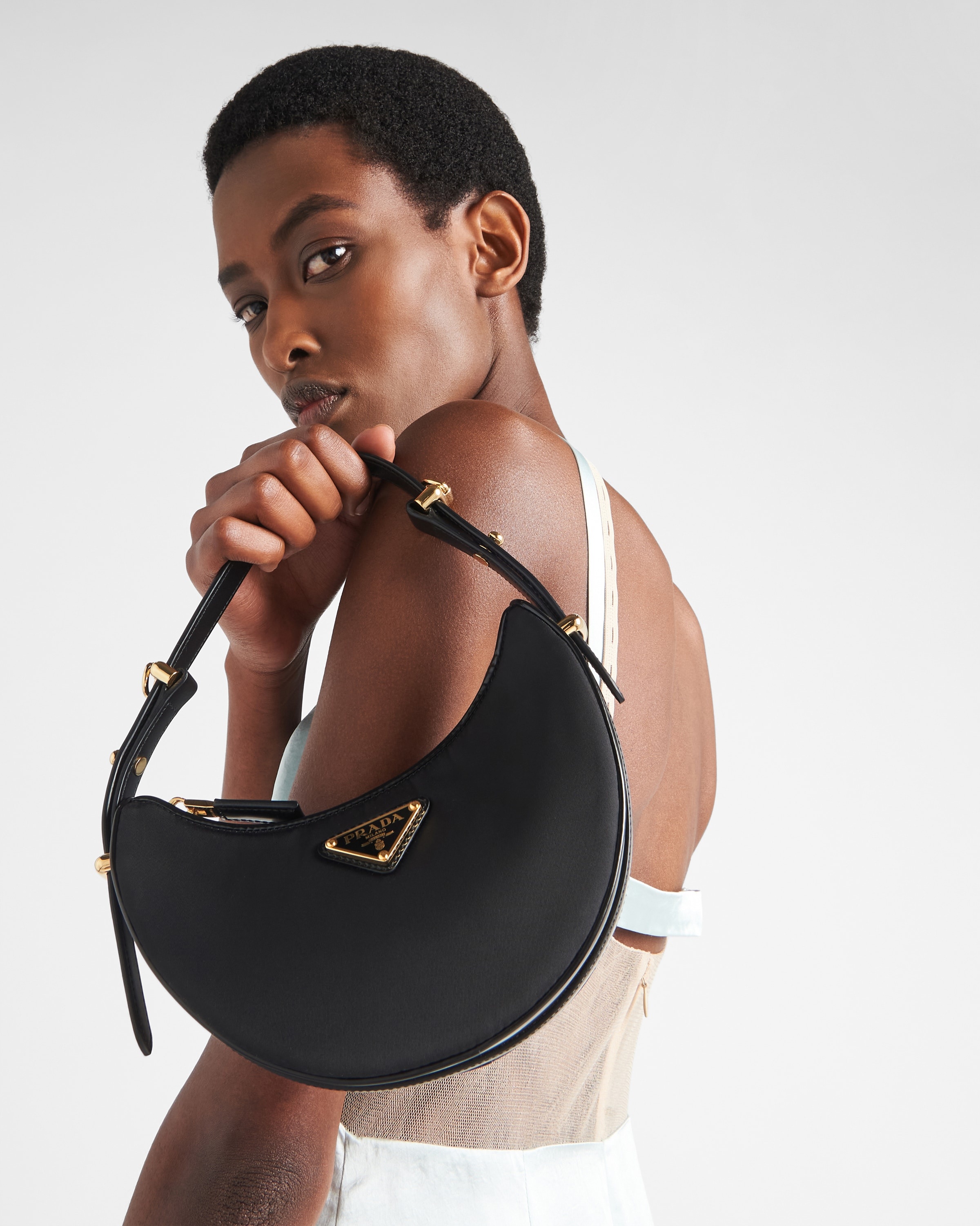 Prada Arqué Re-Nylon and brushed leather mini shoulder bag - 2