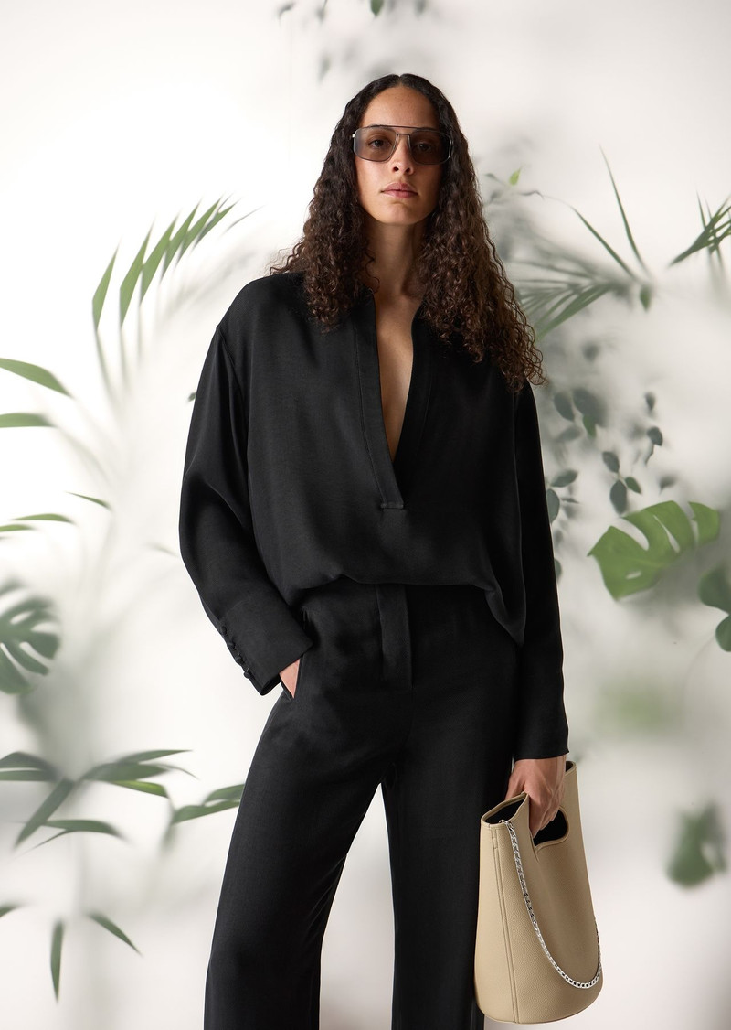 Cupro drill shirt with popover opening 7