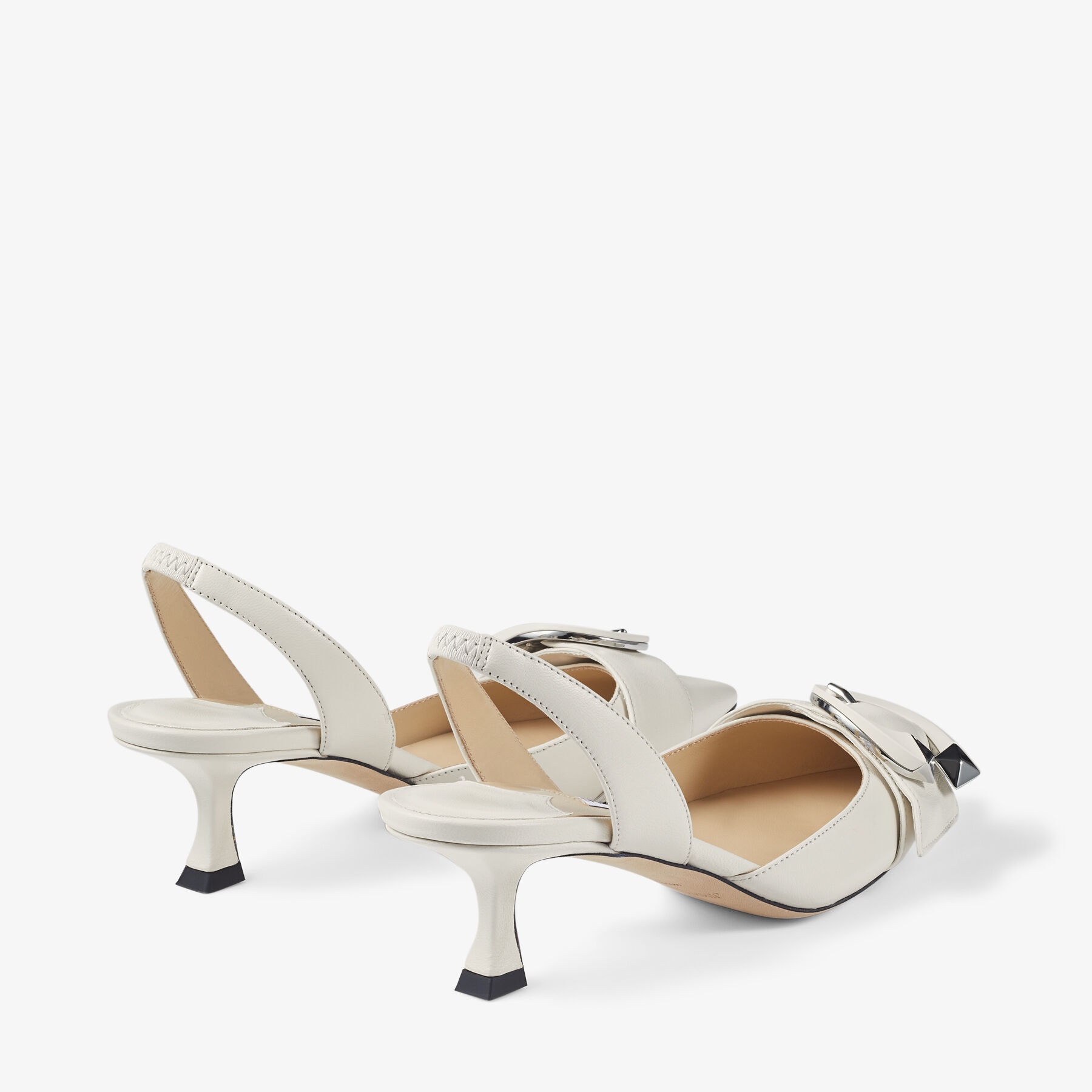 Moni 50
Latte Nappa Leather Slingback Pumps with C-Buckle - 6