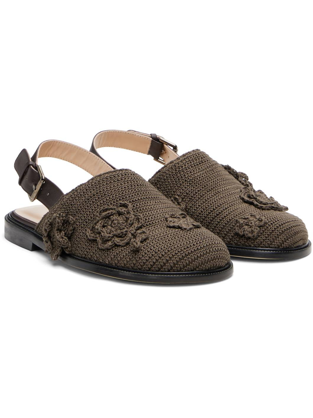 Brown Crochet Mule Loafers - 4