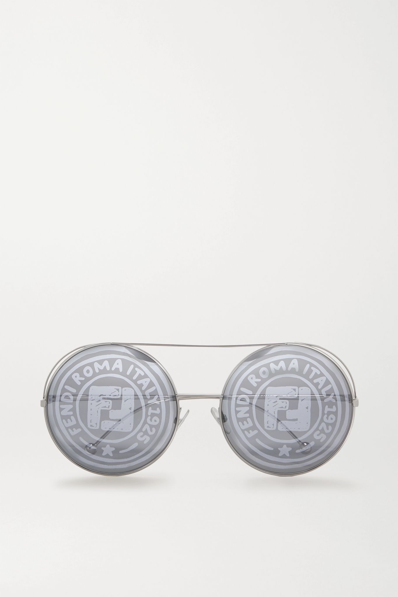 Round-frame silver-tone sunglasses - 1