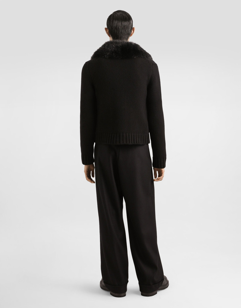 Wool jacket with fur-effect collar 3