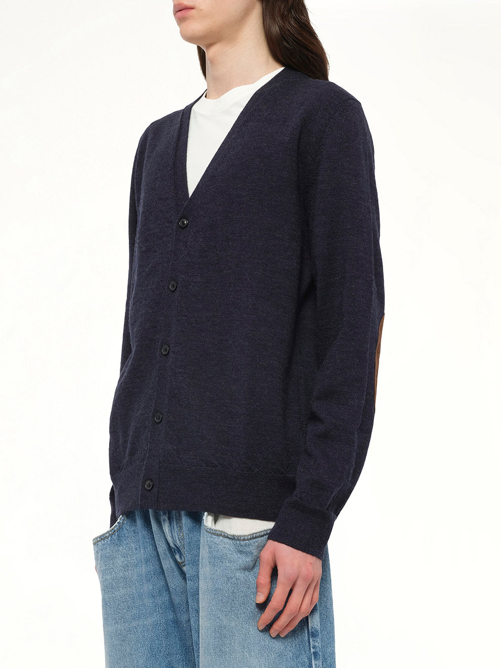 Gauge 12 Elbow Patch Cardigan in Navy - 3