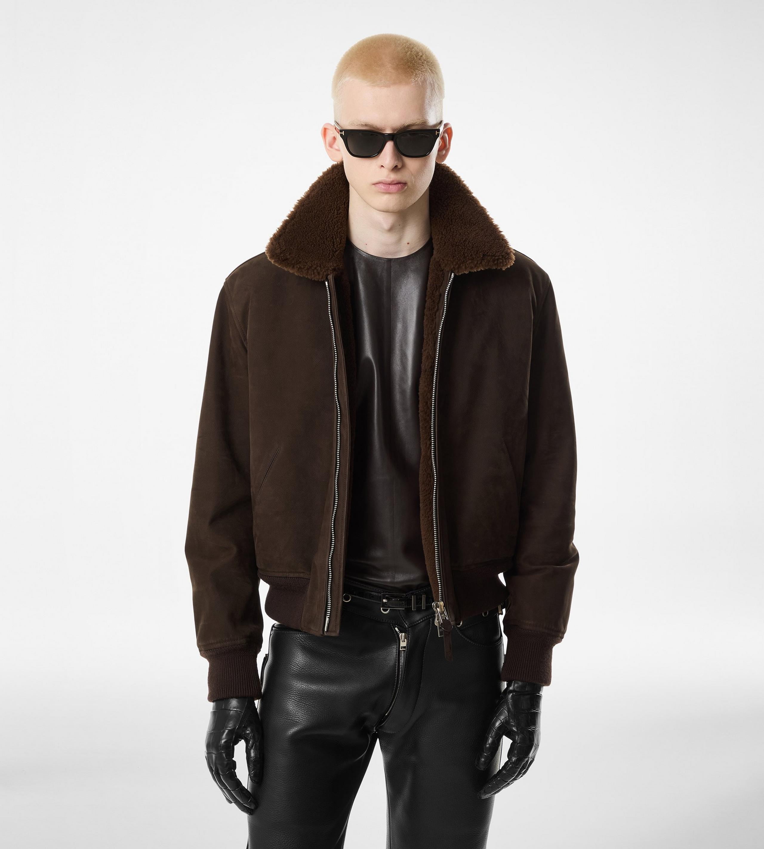 NUBUCK SHEARLING FLIGHT BOMBER - 3