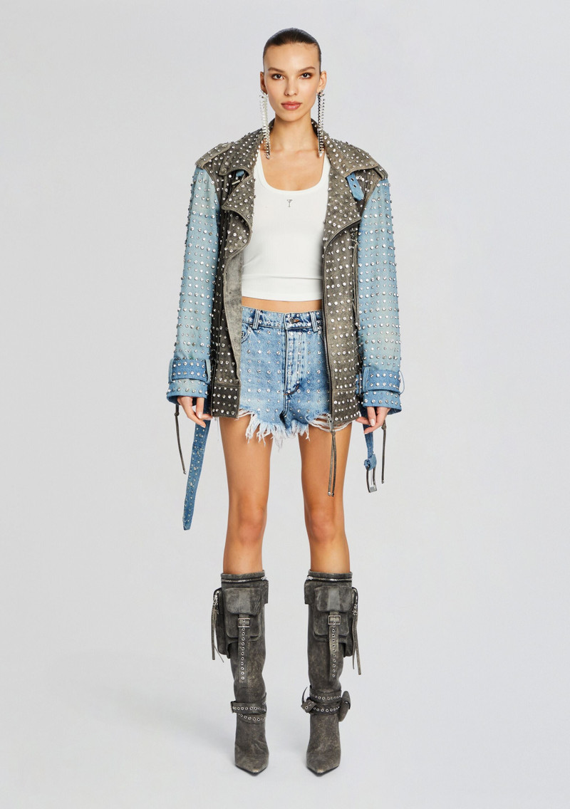 RETROFÊTE ANGEL EMBELLISHED DENIM SHORT outlook