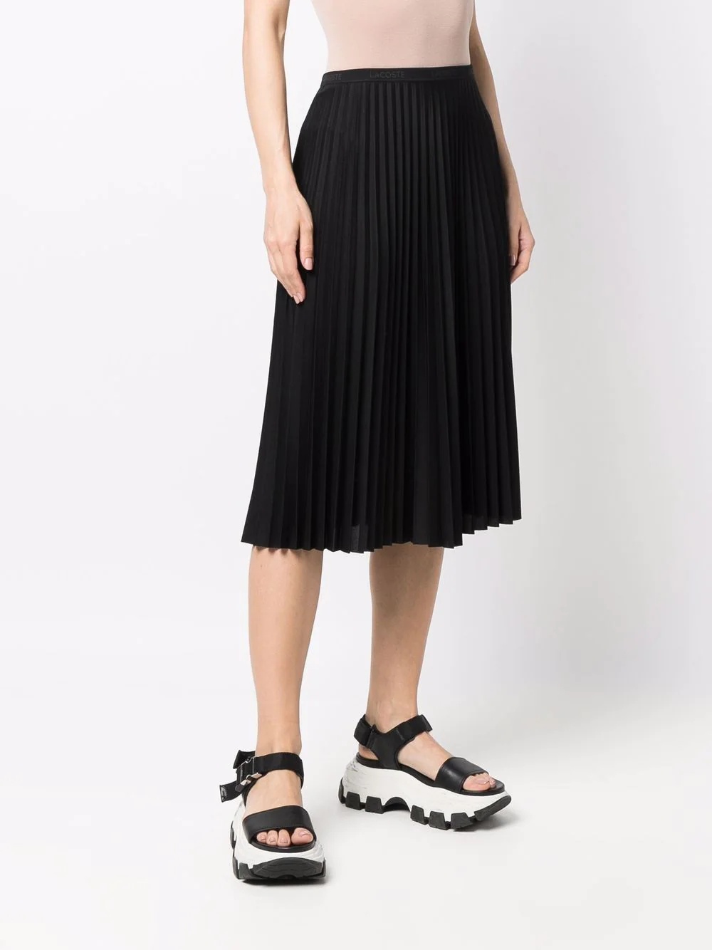 logo-waistband pleated skirt - 3