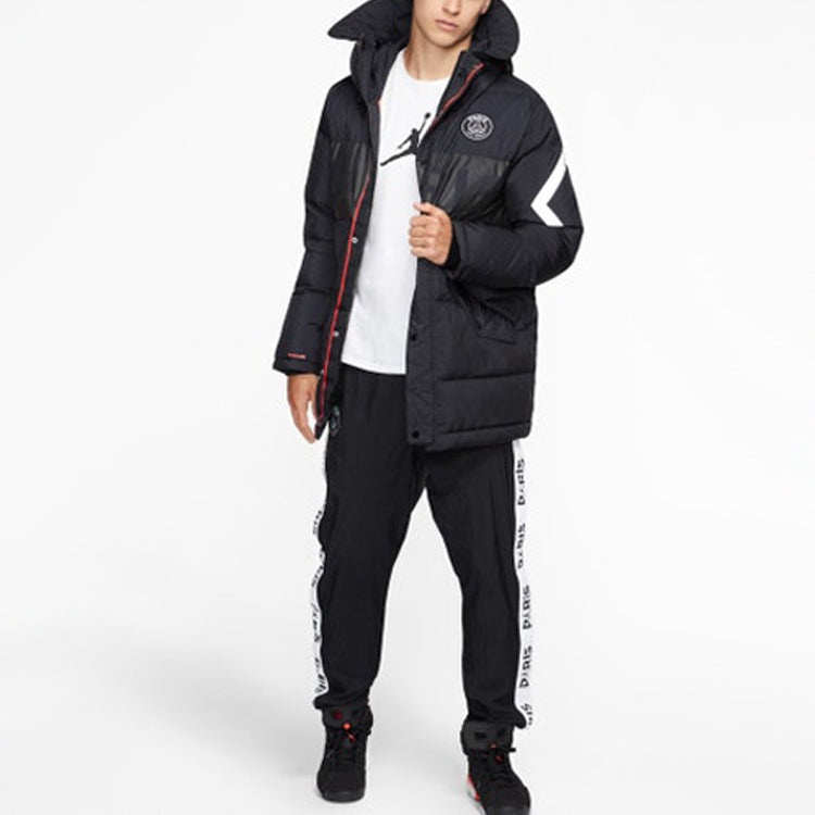 Air Jordan PSG Mens Down Parka Soccer/Football Sports hooded down Jacket Black BQ8371-010 - 3