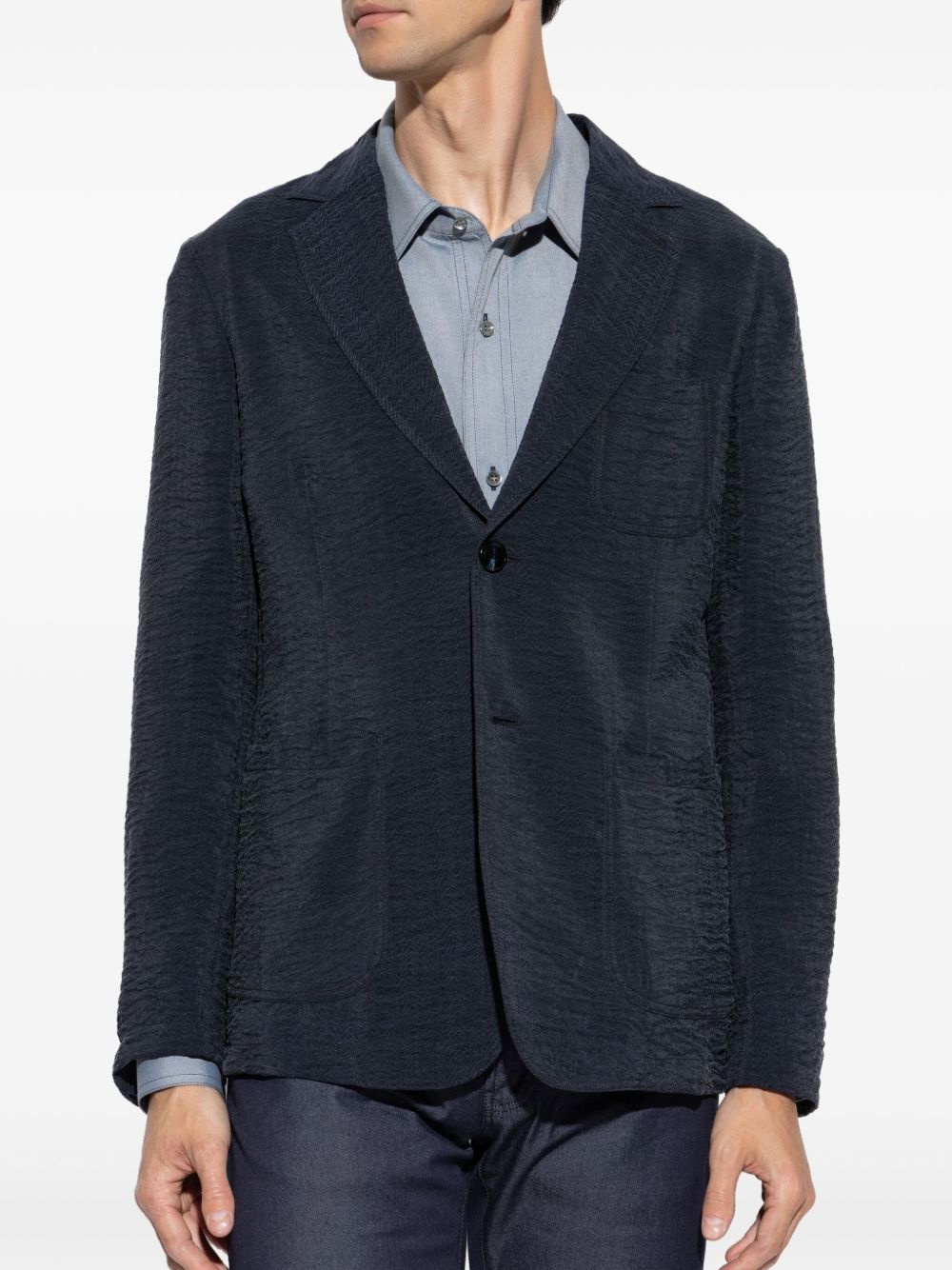 textured single-breasted blazer - 3