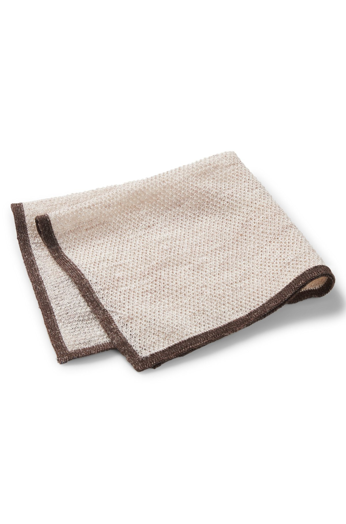SILK-LINEN POCKET SQUARE WITH CONTRAST BORDER - 3