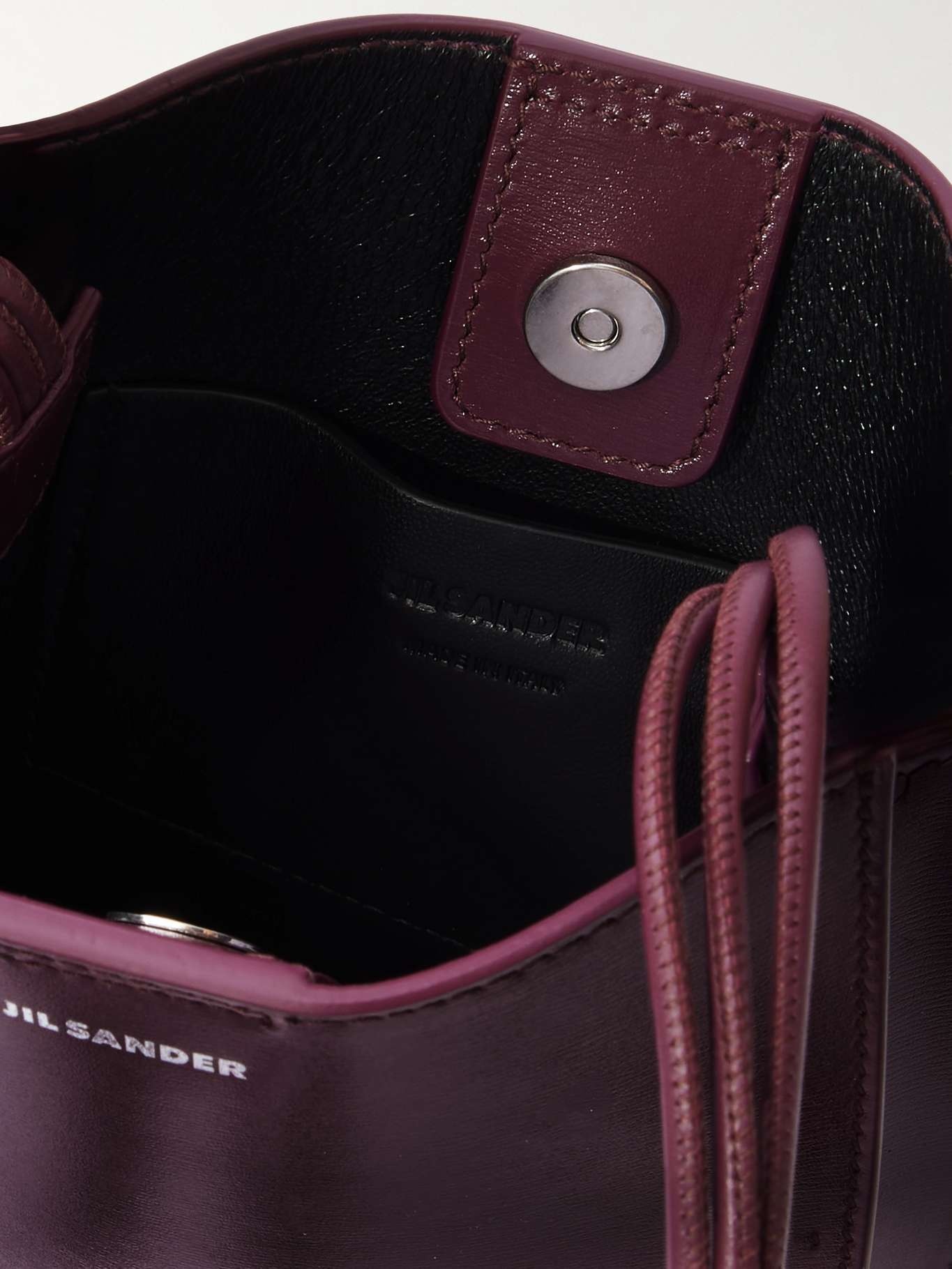 Small knotted leather shoulder bag Burgundy - 5