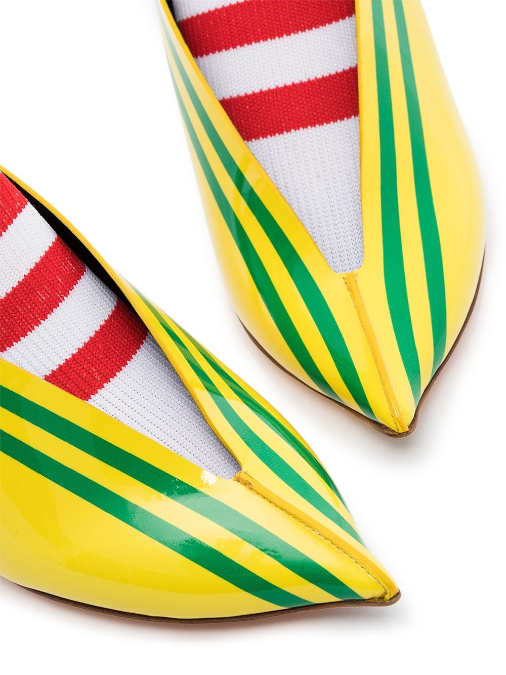 vertical-stripe sock-detail mules - 2