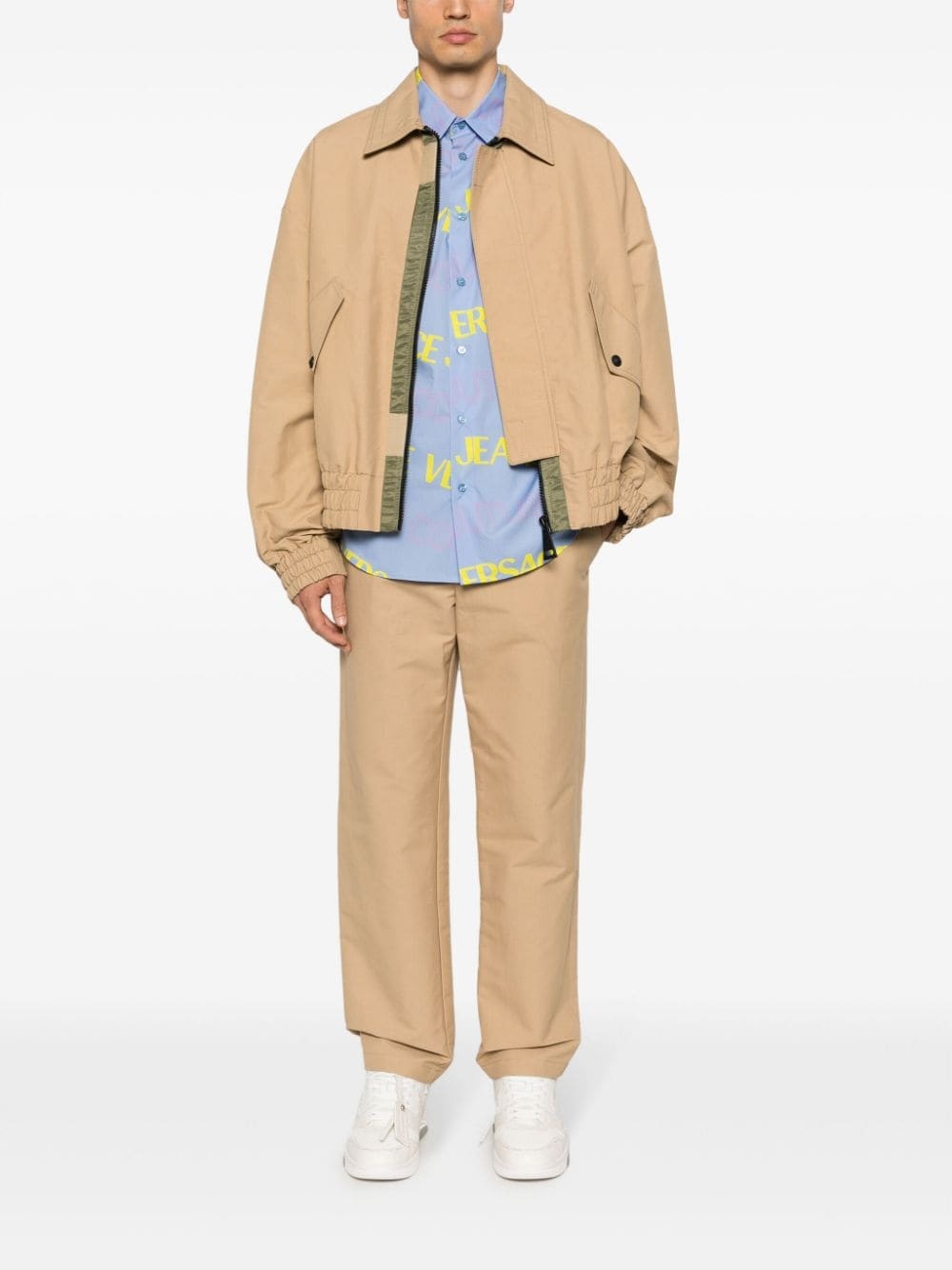logo-patch straight-leg trousers - 2