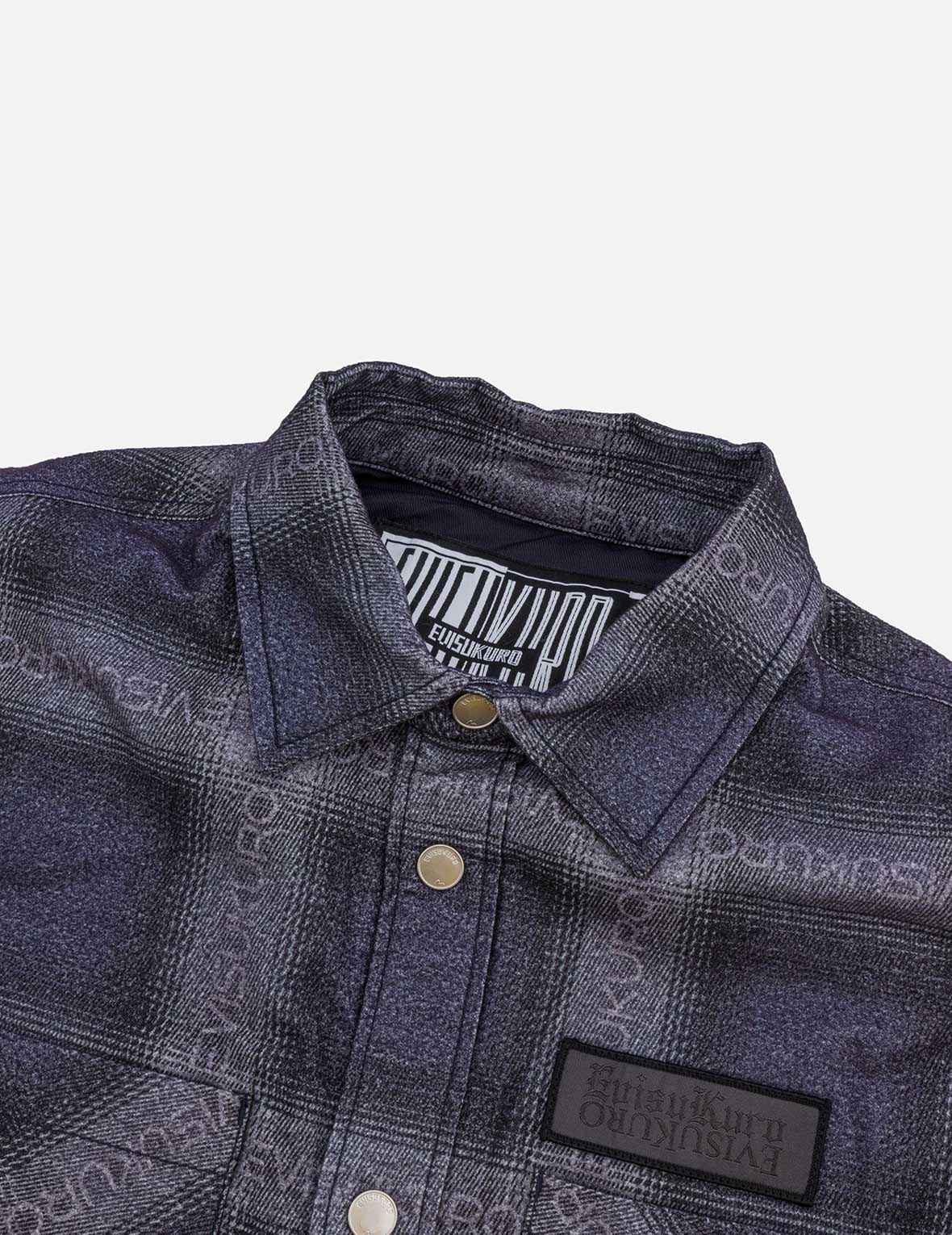 Flannel Check with Snow Mountian Print Relax Fit Shirt Jacket - 7