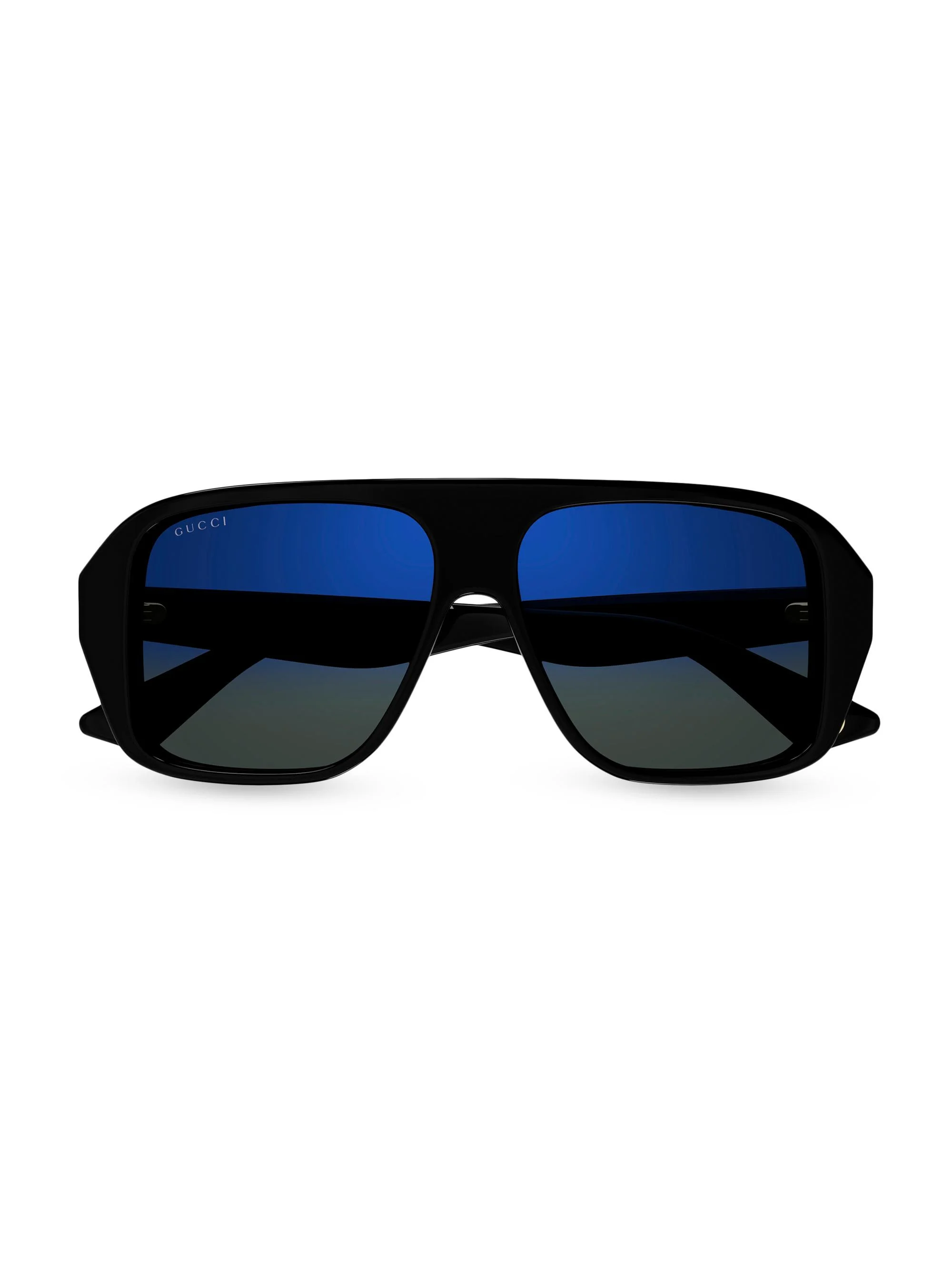 Men's Aspen 57MM Navigator Sunglasses - Black Blue Mirror - 1
