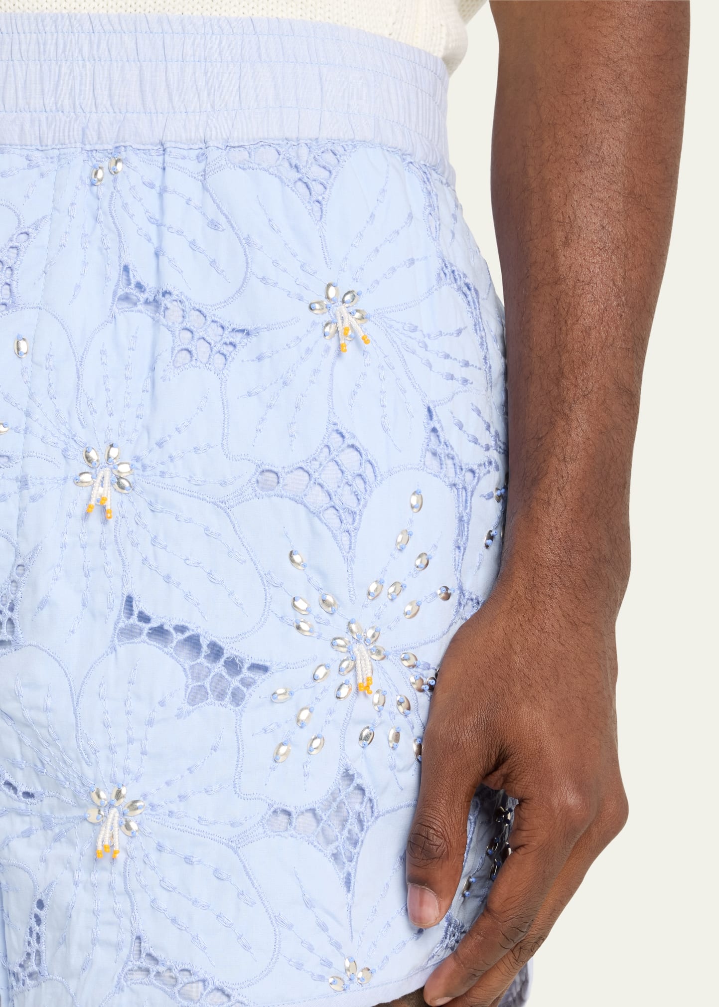 Men's Embellished Floral Lace Running Shorts - 5