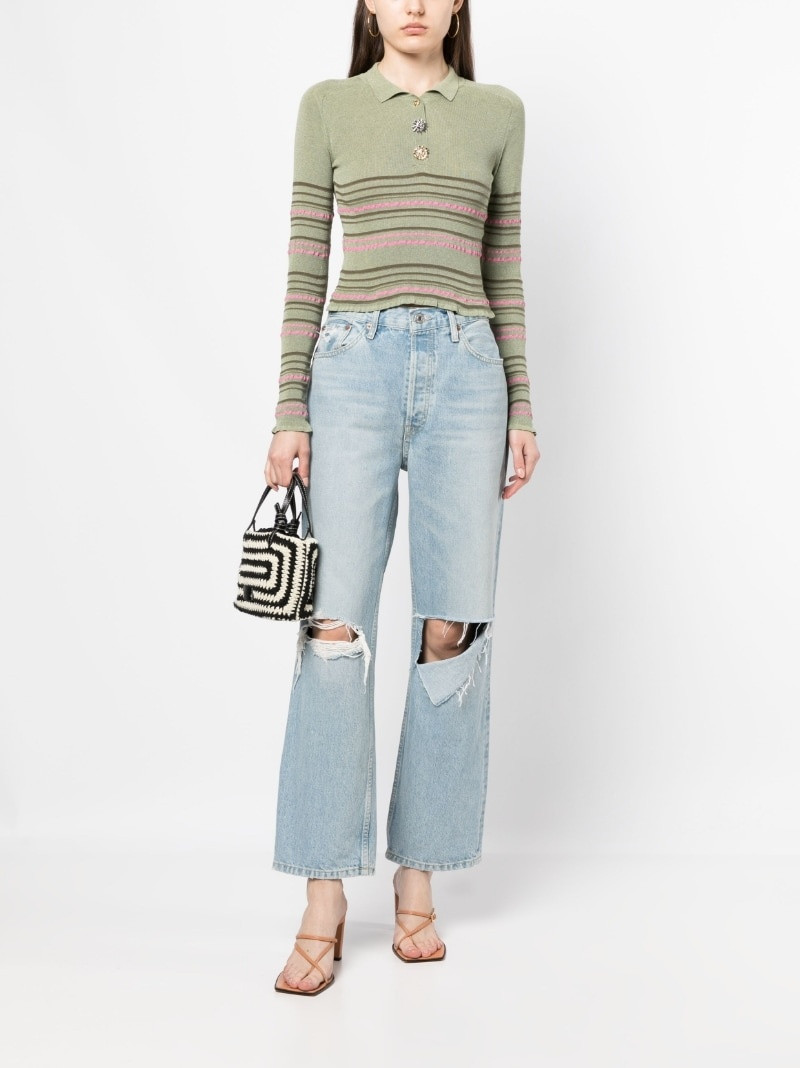 RE/DONE ripped-detail straight-leg jeans outlook