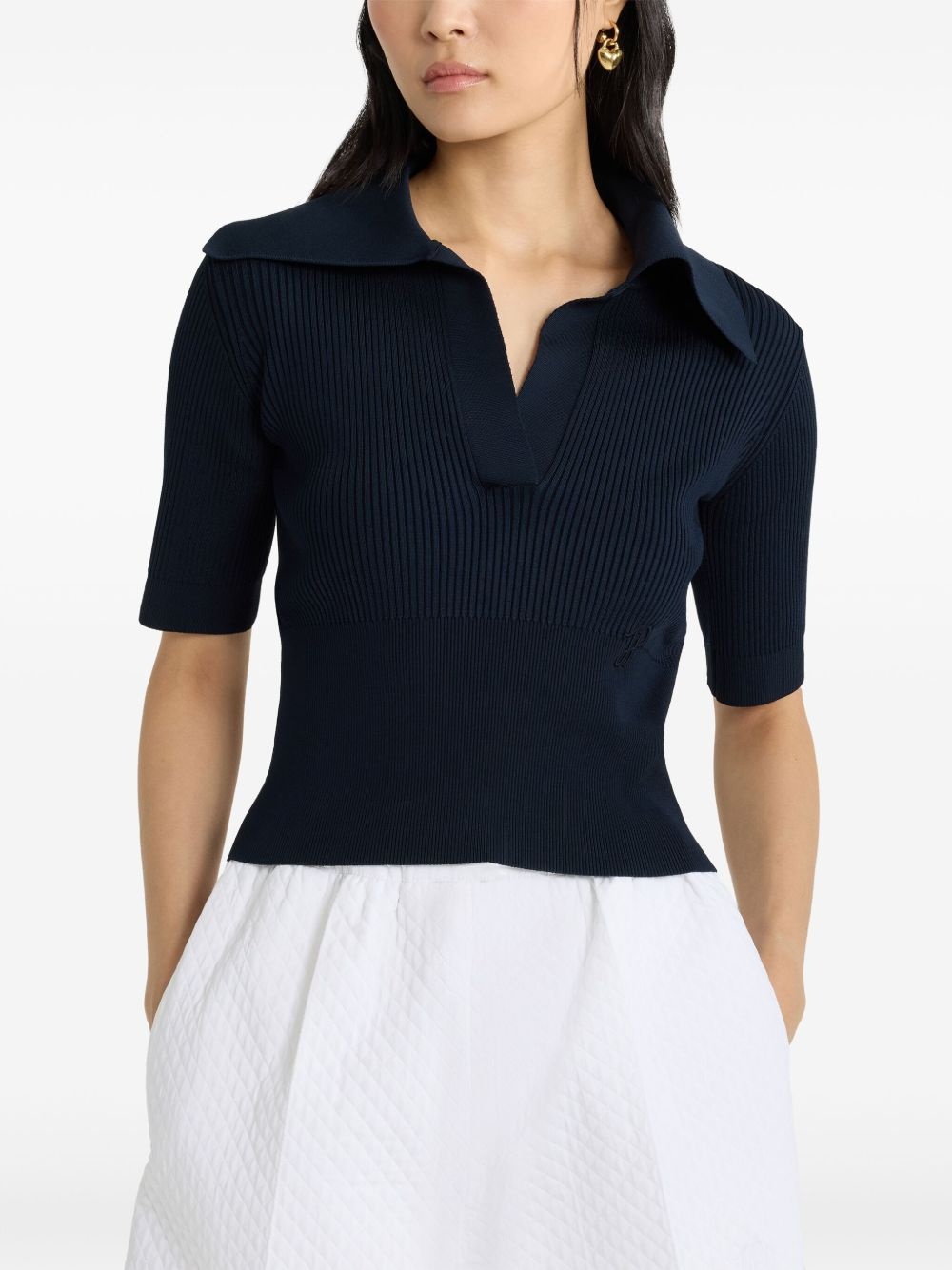 knitted polo top - 4