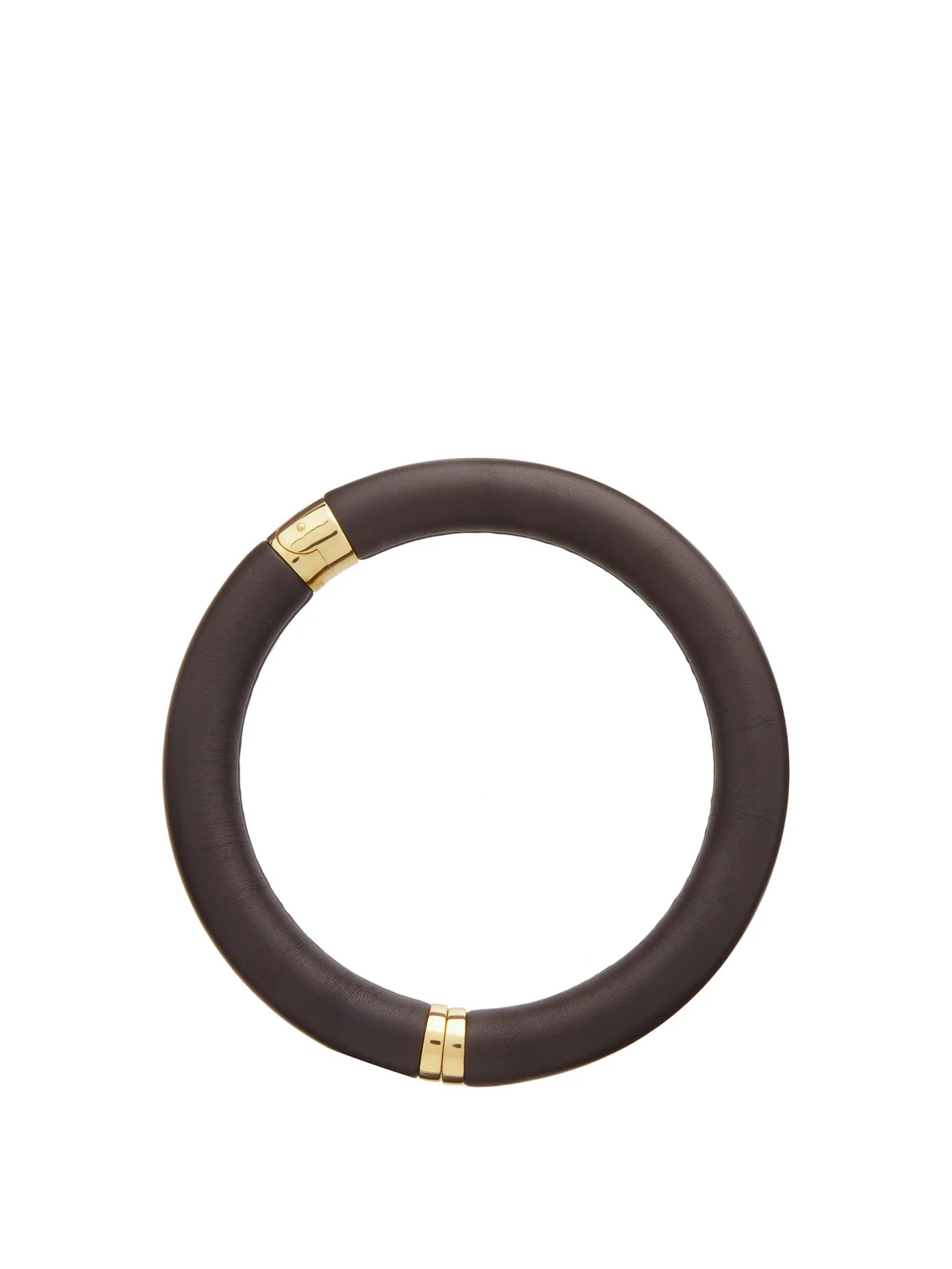 Leather & 18kt gold-plated choker - 1