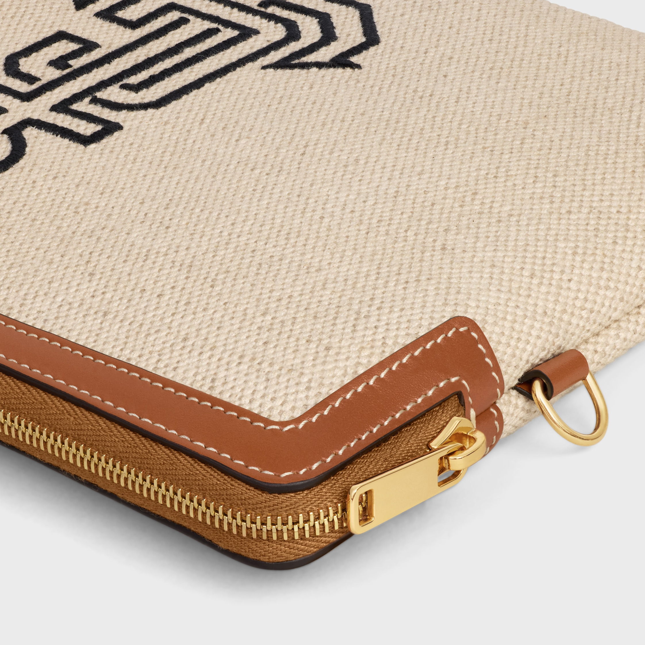 SMALL POUCH WITH STRAP IN TEXTILE WITH ANCHOR EMBROIDERY AND CALFSKIN - 5