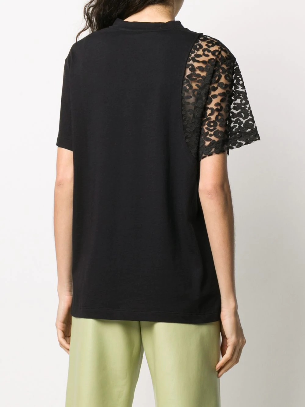 leopard print panel T-shirt - 4