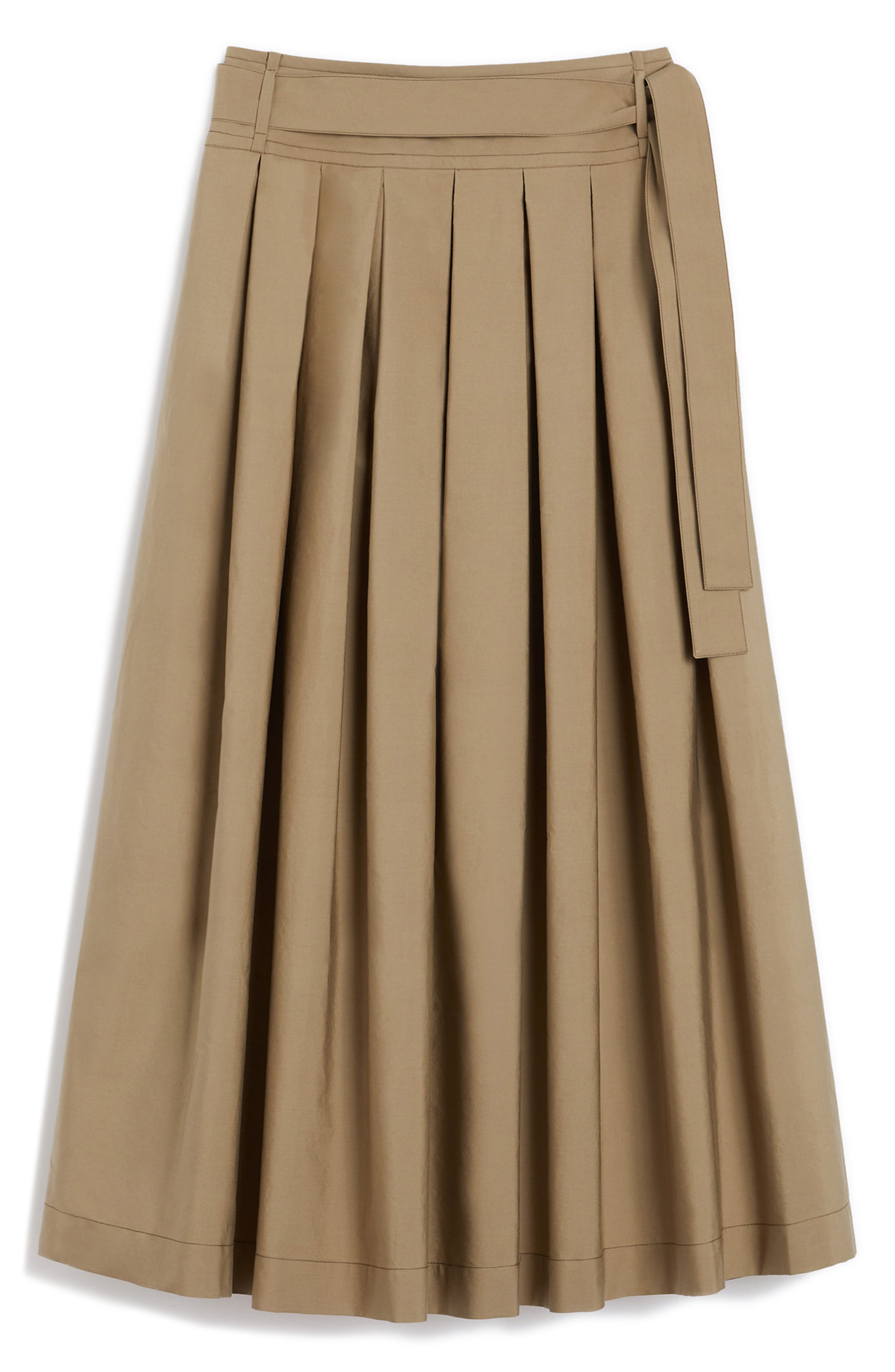 Weekend Max Mara Agiate Pleated Cotton Maxi Skirt in Desert at Nordstrom - 3